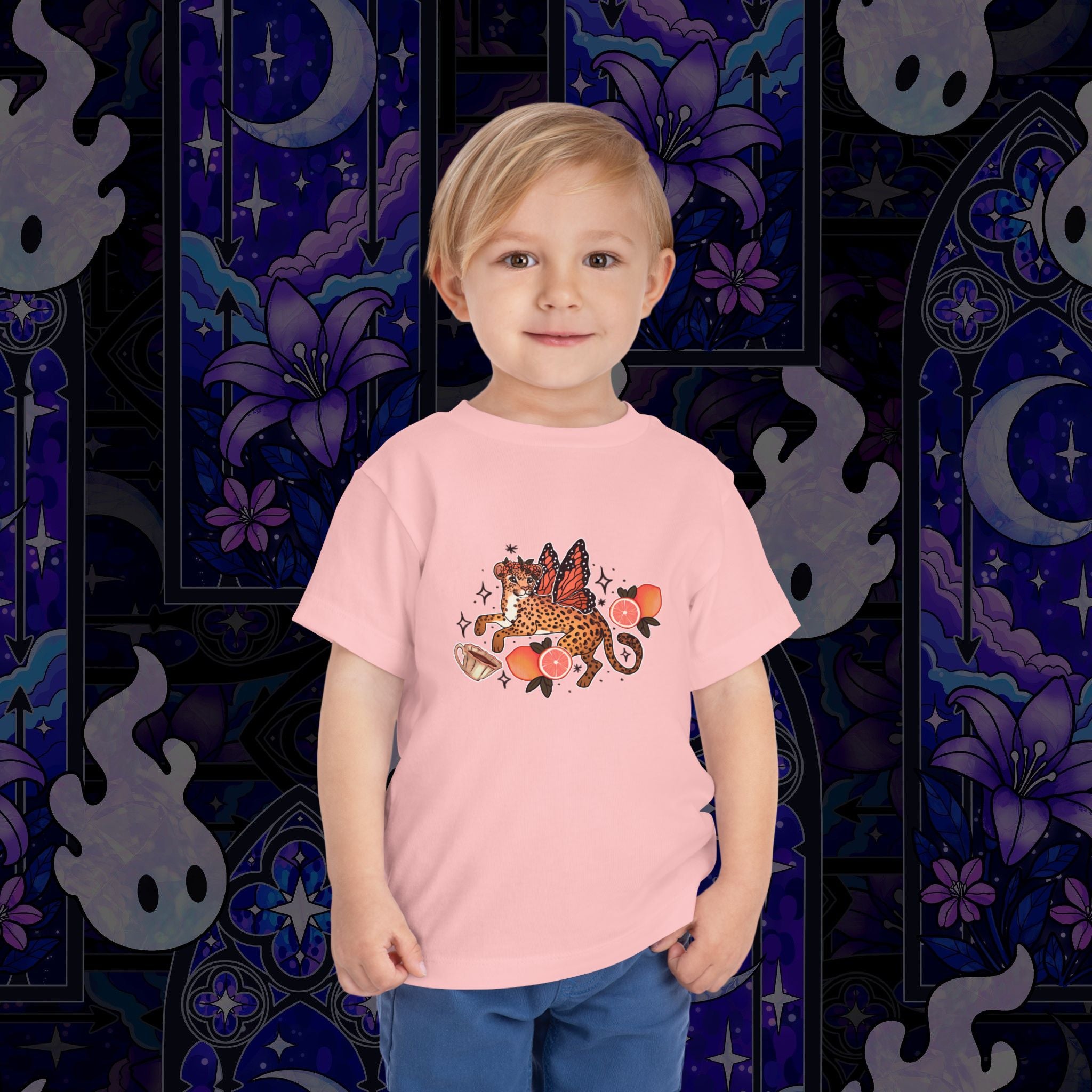 Fairy Leopard Toddler Tee — Cute Leopard with Peaches Graphic