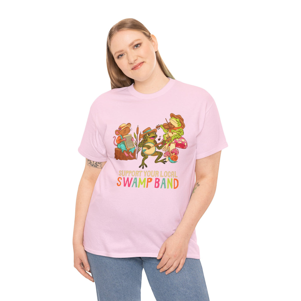 Support Your Local Swamp Band T-Shirt — Cute Frog & Mushroom Band Tee