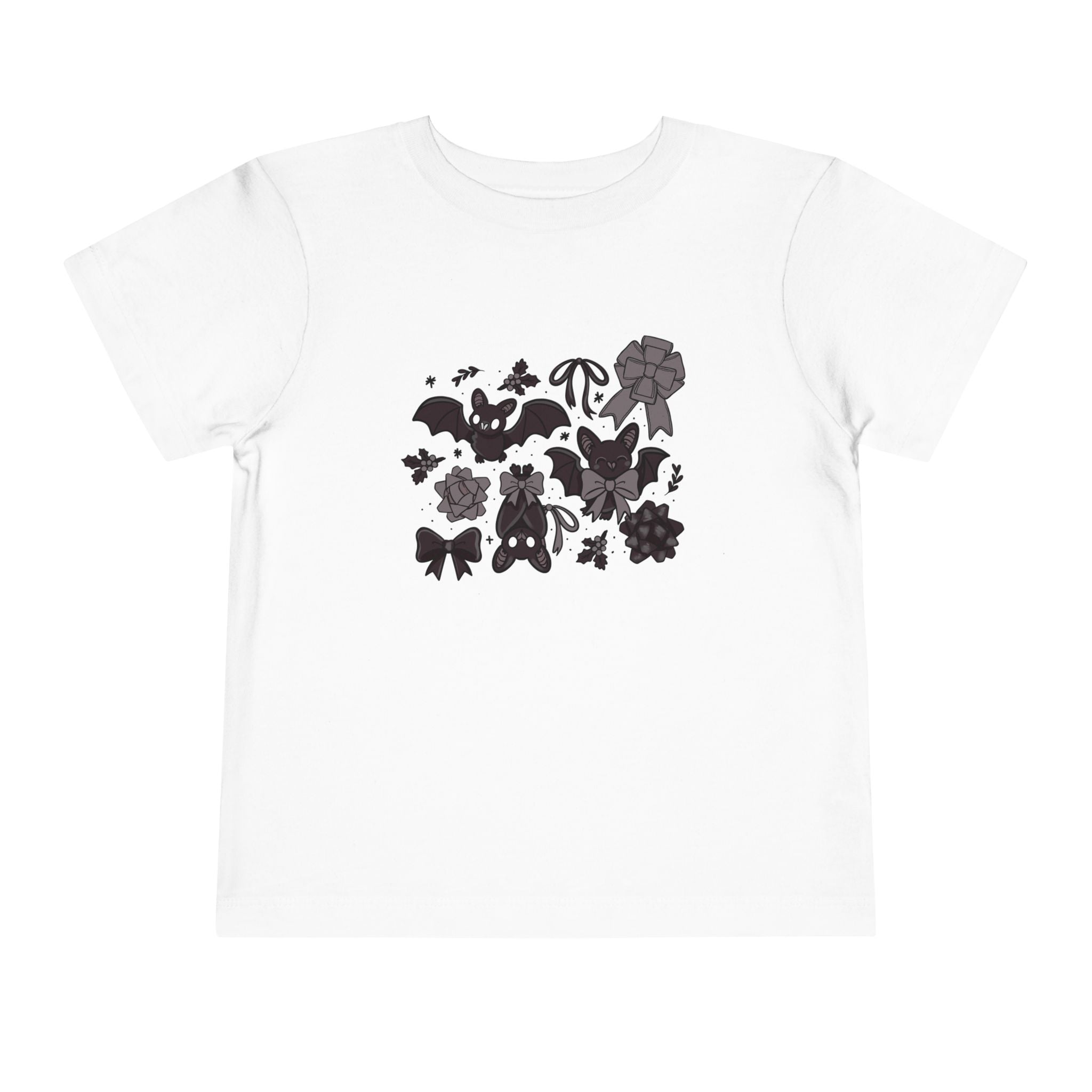 Monochrome Bats & Bows Toddler Short Sleeve Tee
