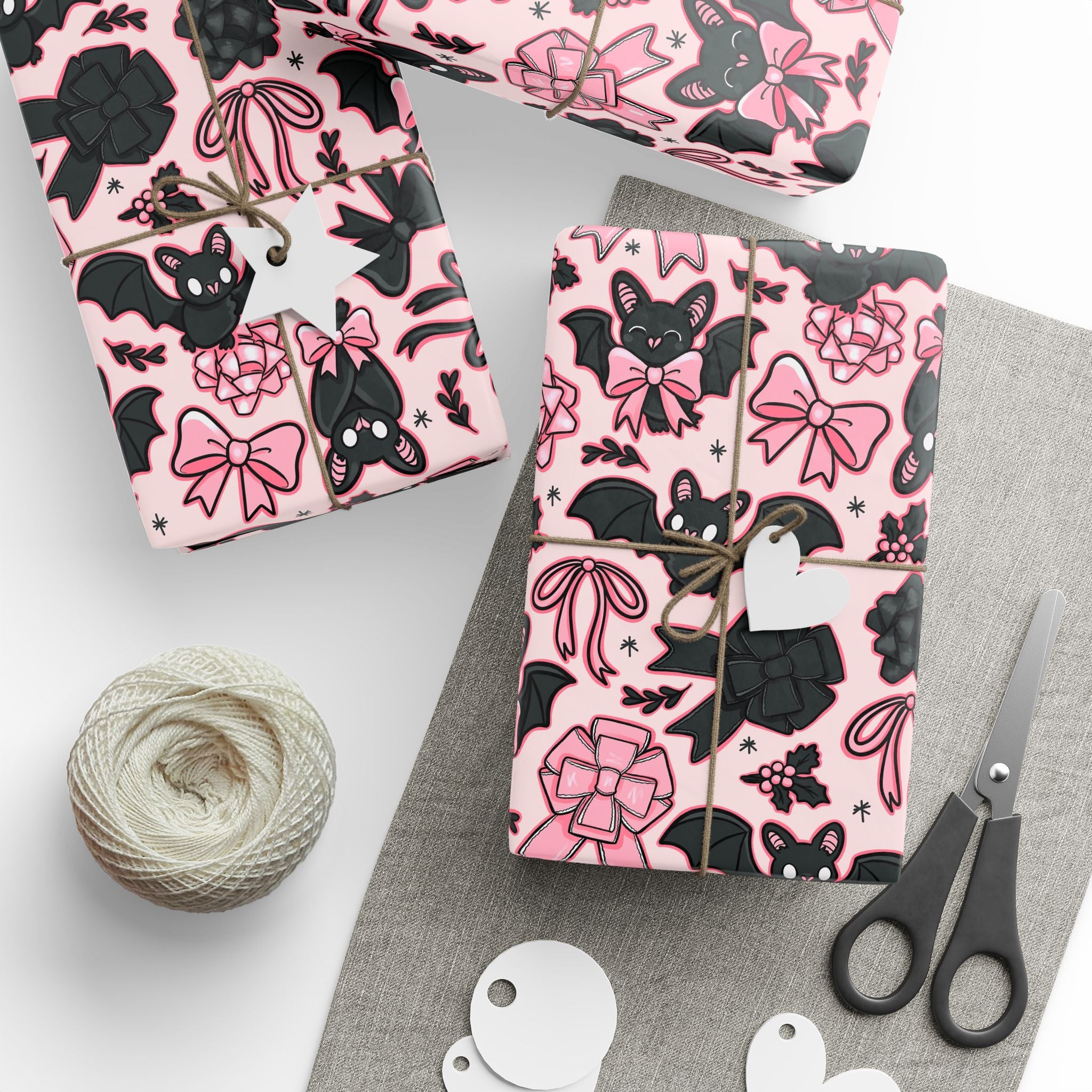 Bats & Bows Wrapping Paper, Gift Wrap for Any Occasion, Unique Gift Packaging, Eco-Friendly, Holiday Wrapping, Birthday Celebration