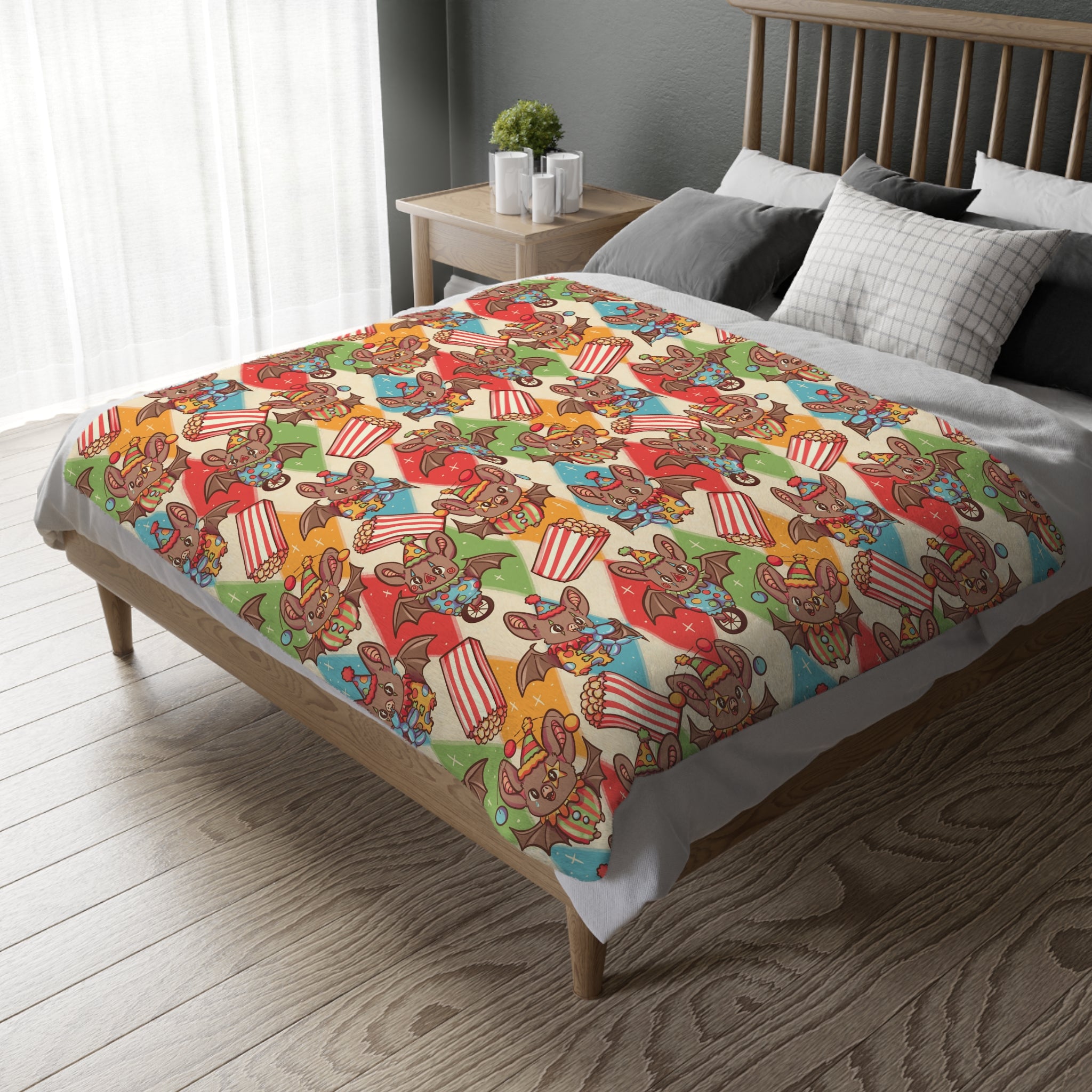 Circus Bats Blanket — Double Sided Reversible Velveteen Throw