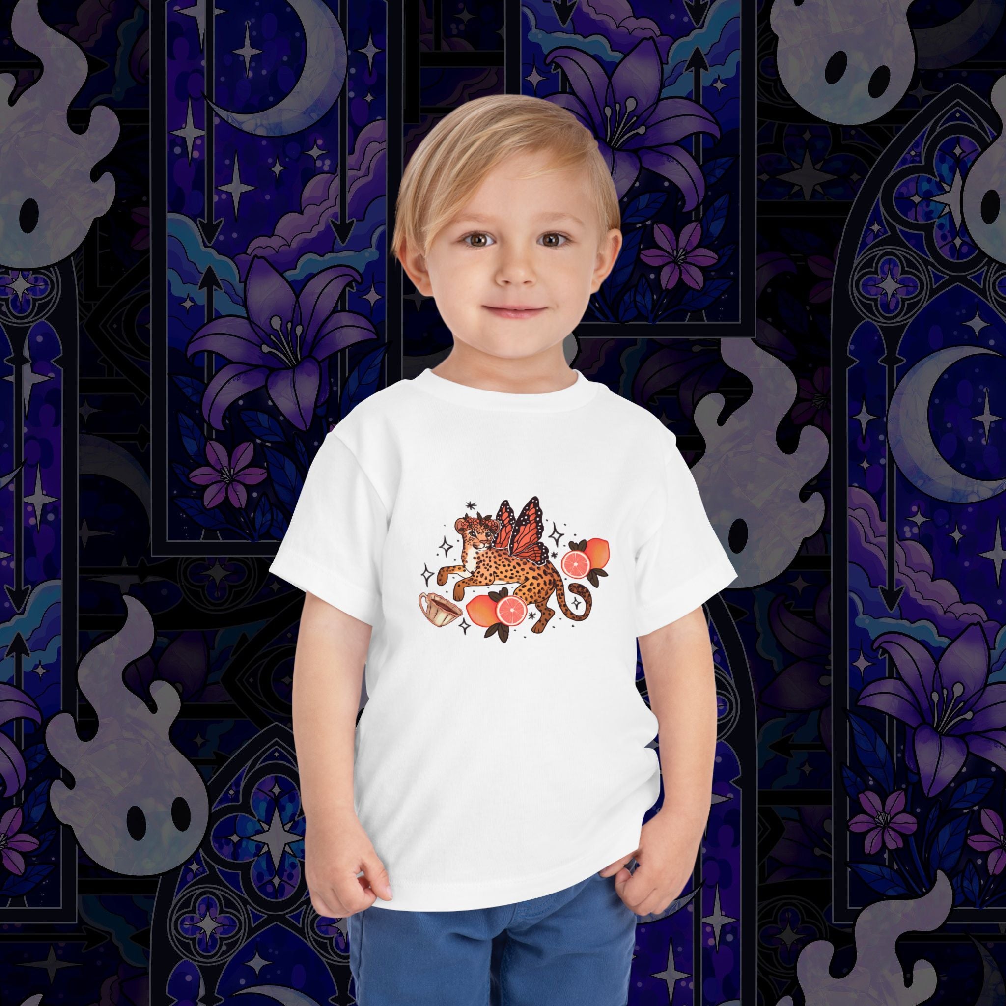 Fairy Leopard Toddler Tee — Cute Leopard with Peaches Graphic