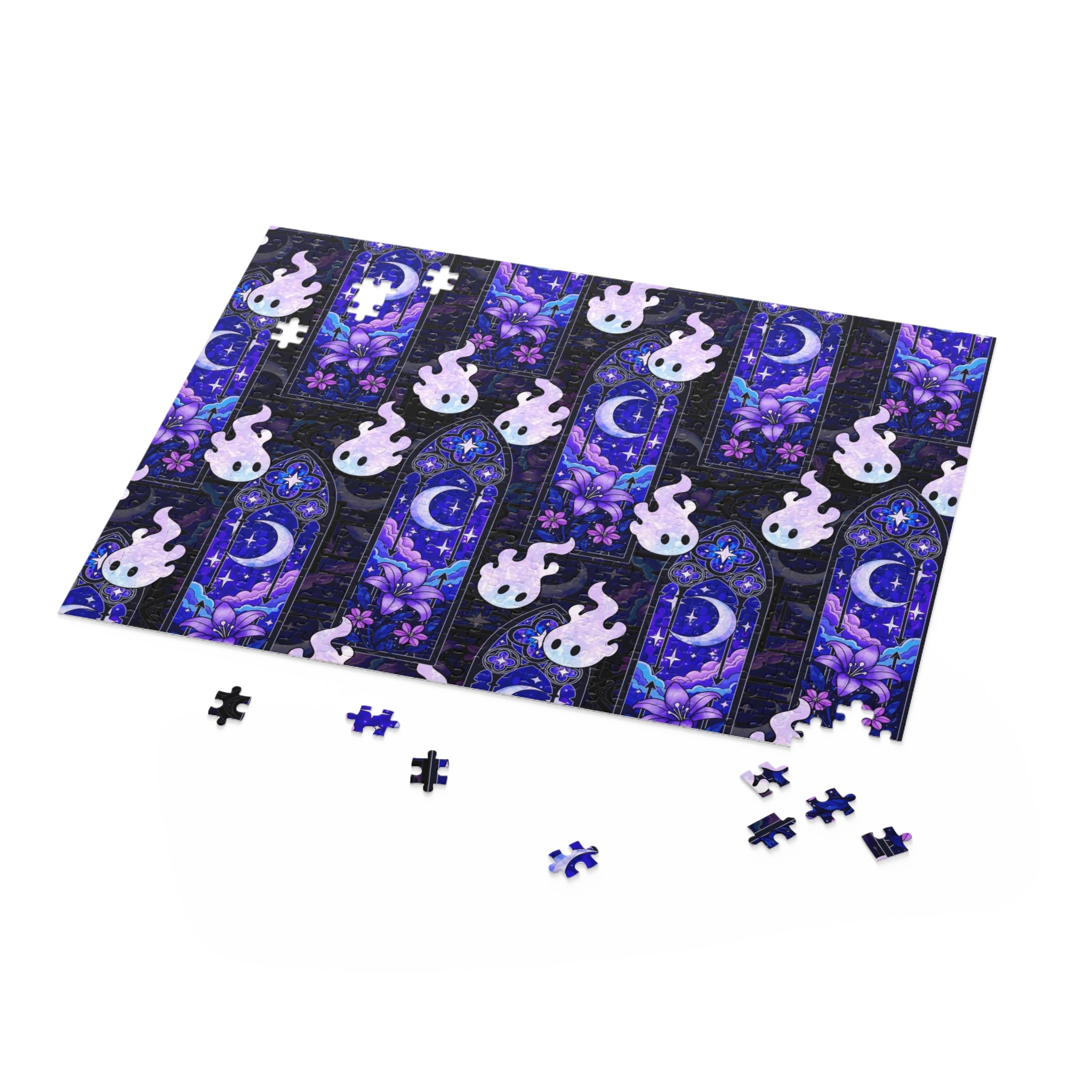Hex Sprite Puzzle — Moonlit Stained-Glass Pattern (120/252/500-Piece)