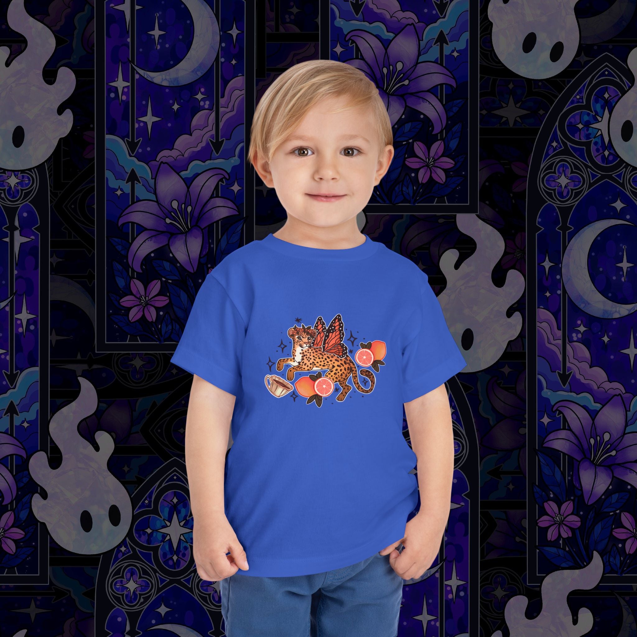 Fairy Leopard Toddler Tee — Cute Leopard with Peaches Graphic