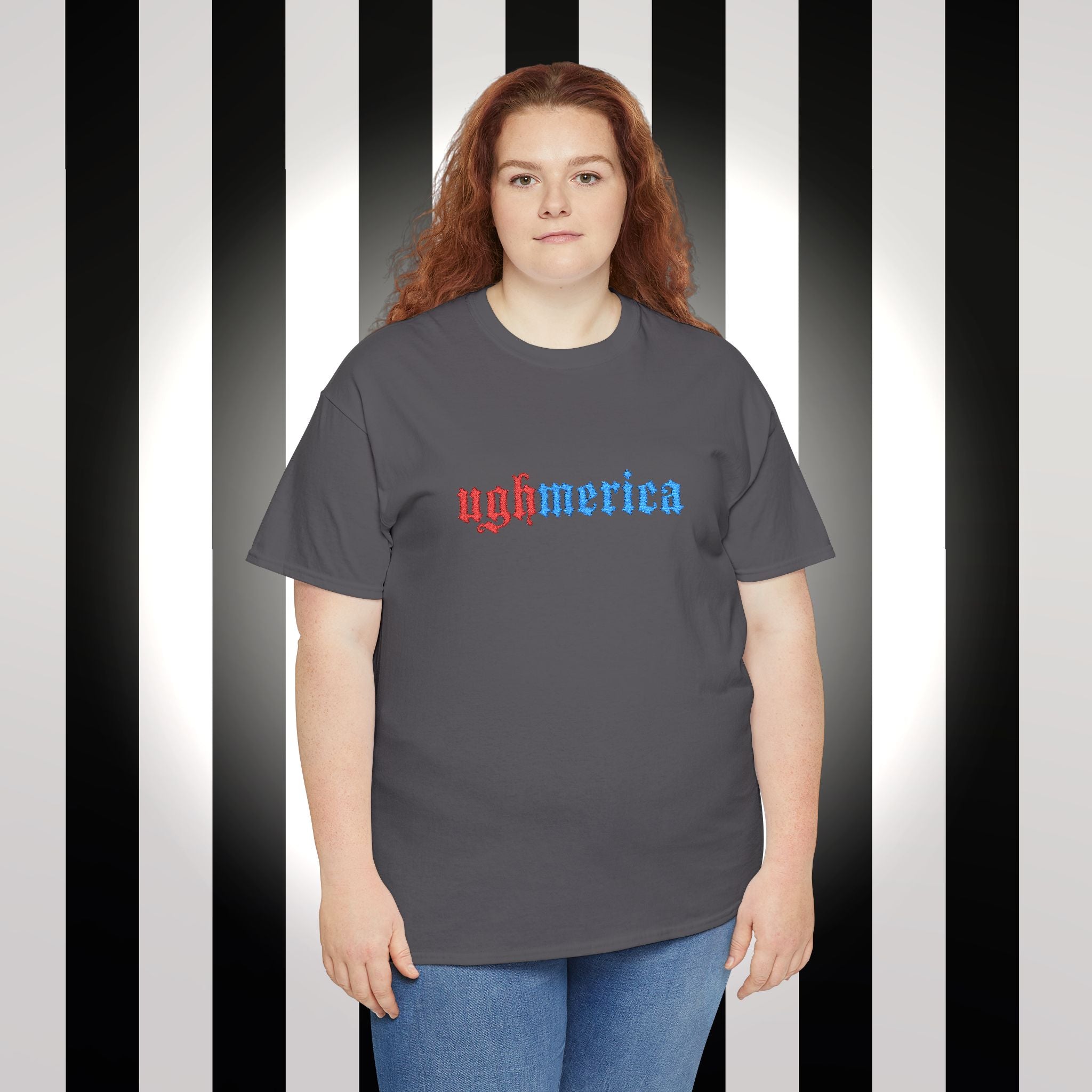 Ughmerica T-Shirt — Distressed Red & Blue Graphic Tee