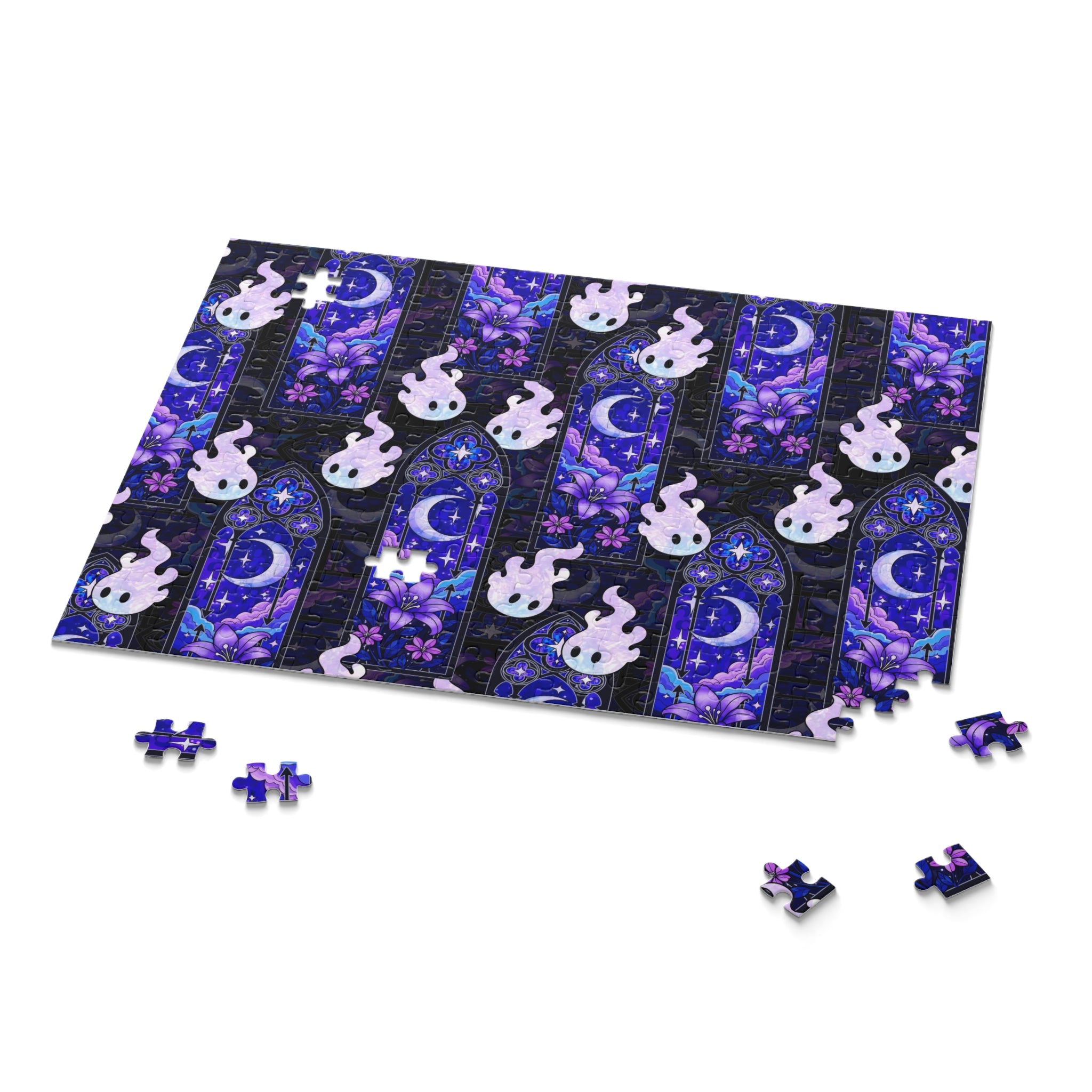 Hex Sprite Puzzle — Moonlit Stained-Glass Pattern (120/252/500-Piece)