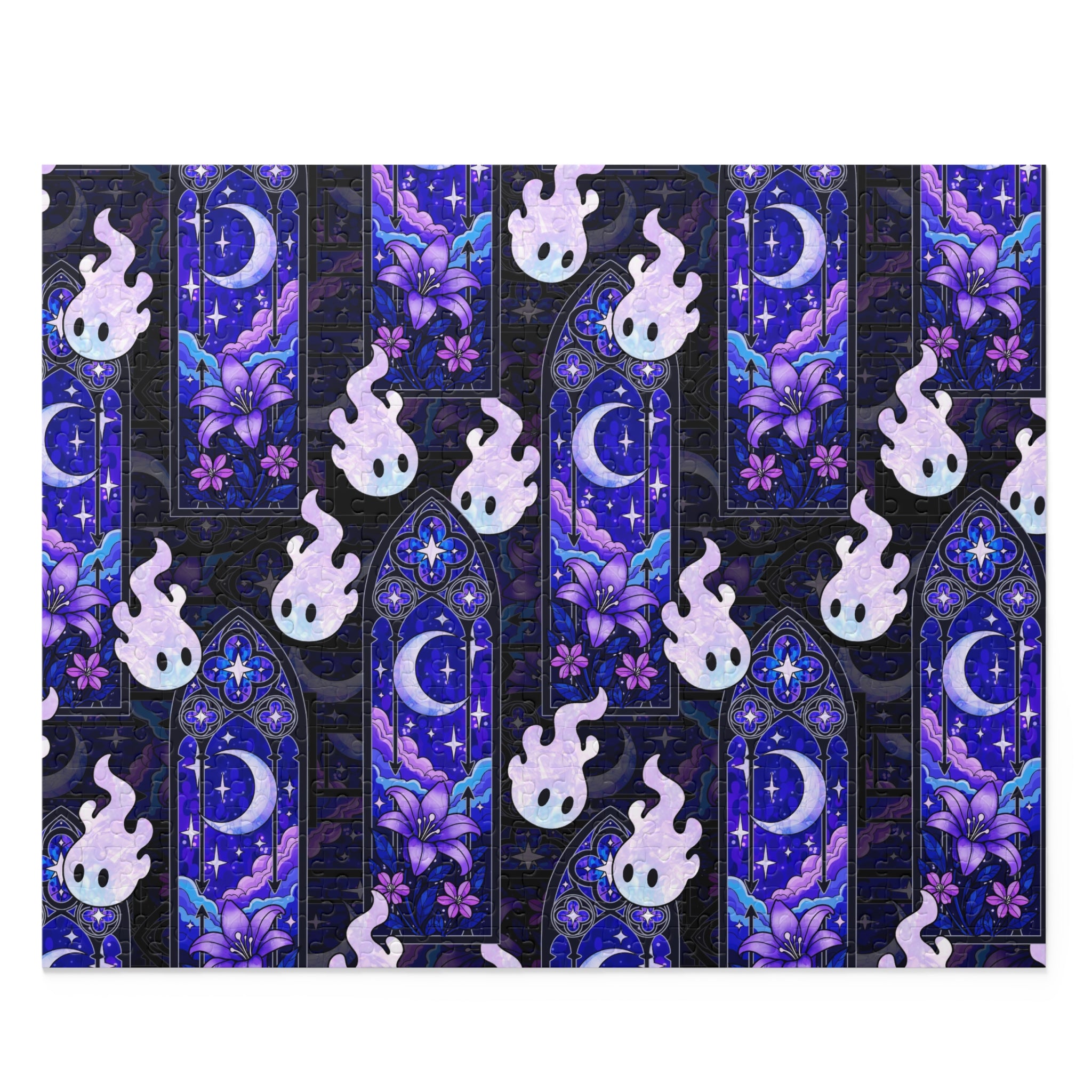 Hex Sprite Puzzle — Moonlit Stained-Glass Pattern (120/252/500-Piece)