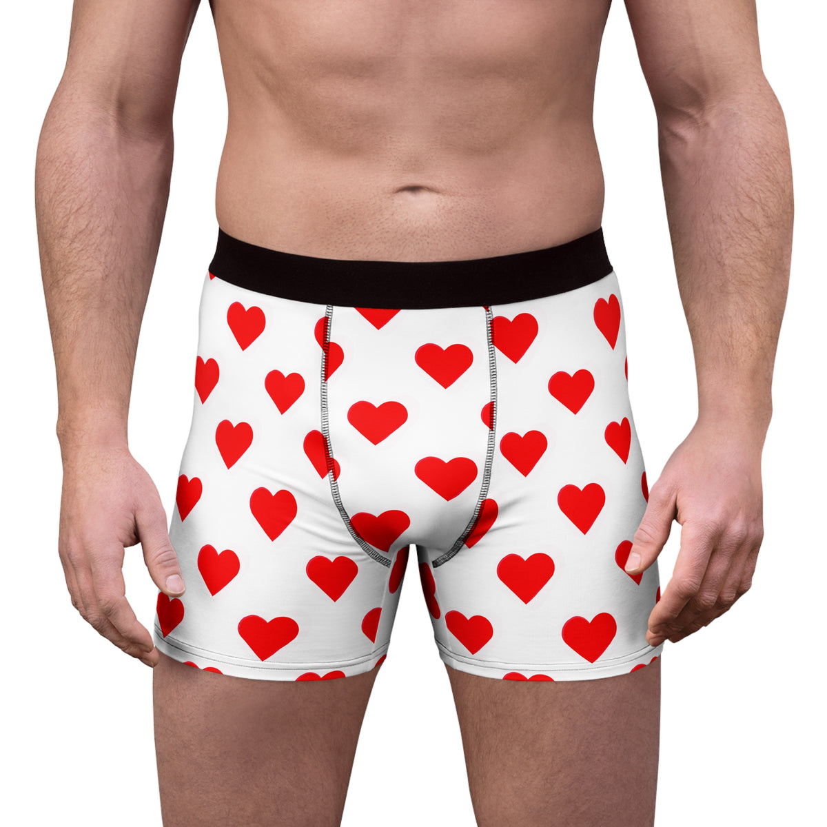 Men's Heart Print Boxer Briefs — Red Heart All-Over Print