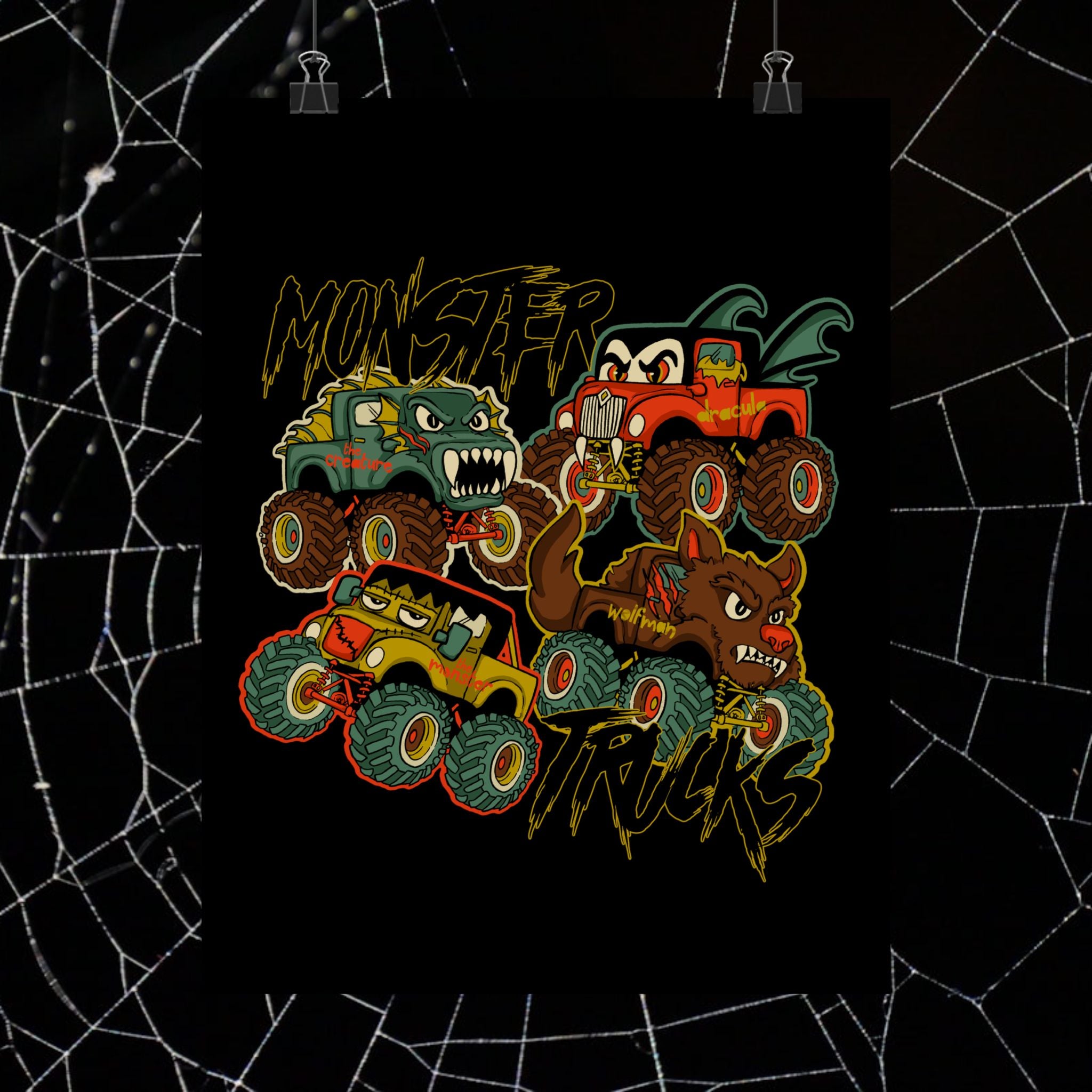 Halloween Classic Monster Trucks vertical matte poster