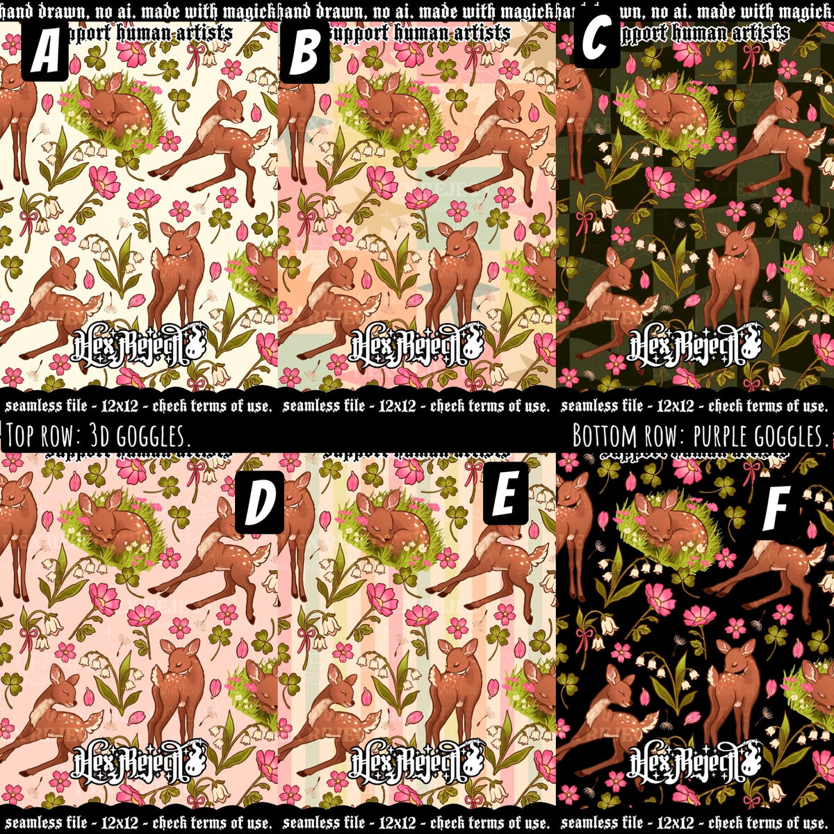 Day Nine - Bloom (Floral Fawn/Deer) : Hextober - Seamless file