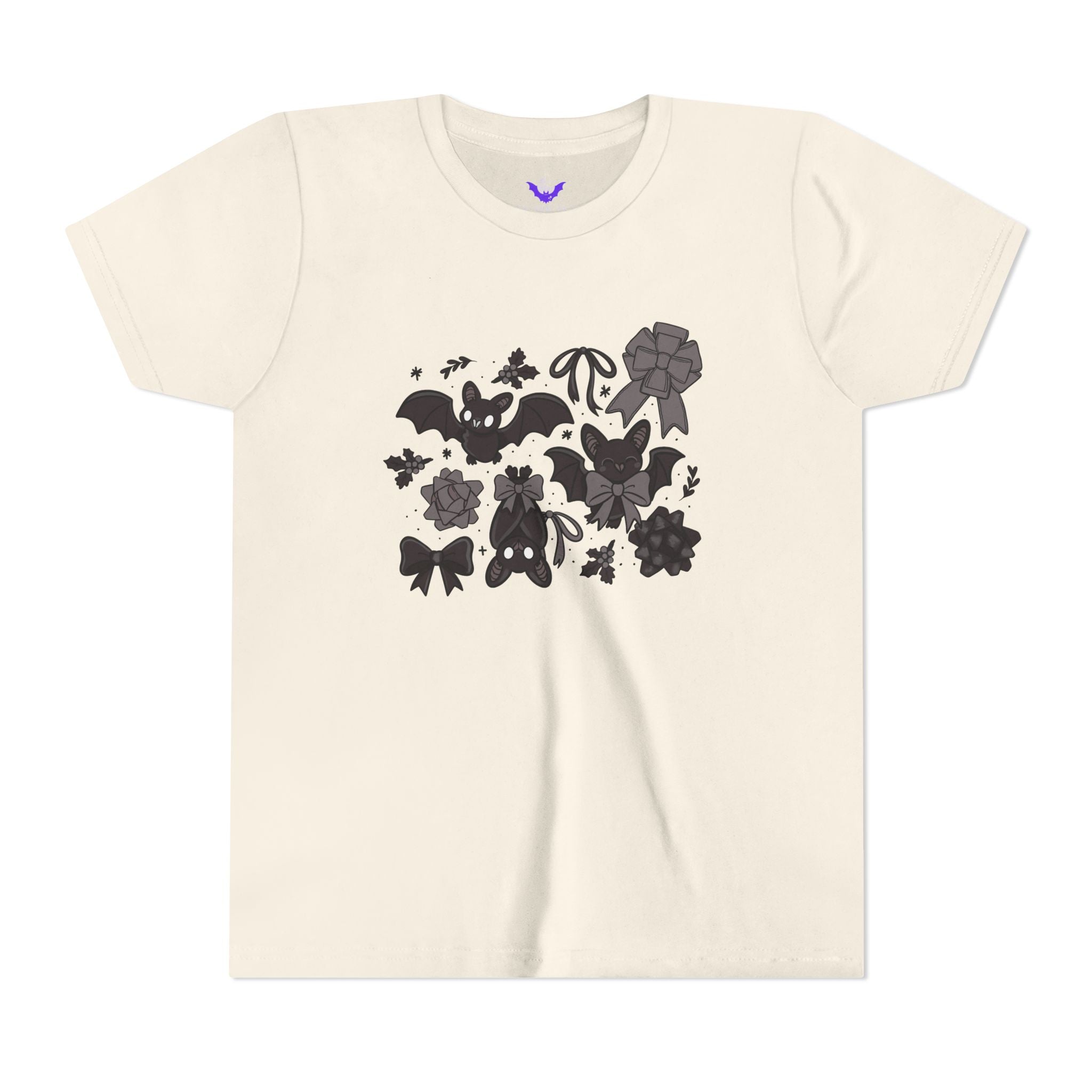 Monochrome Bats & Bows Youth Short Sleeve Tee
