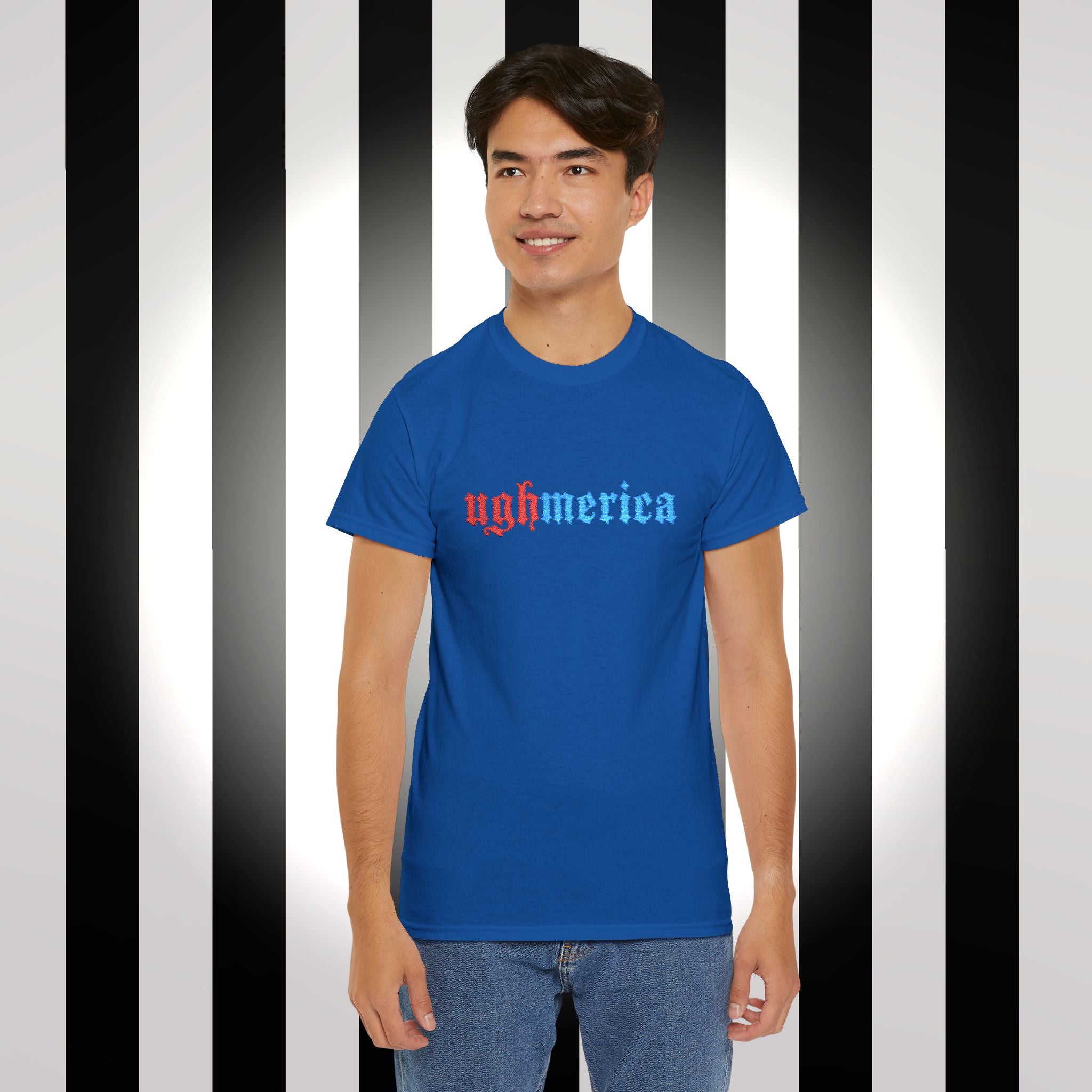 Ughmerica T-Shirt — Distressed Red & Blue Graphic Tee