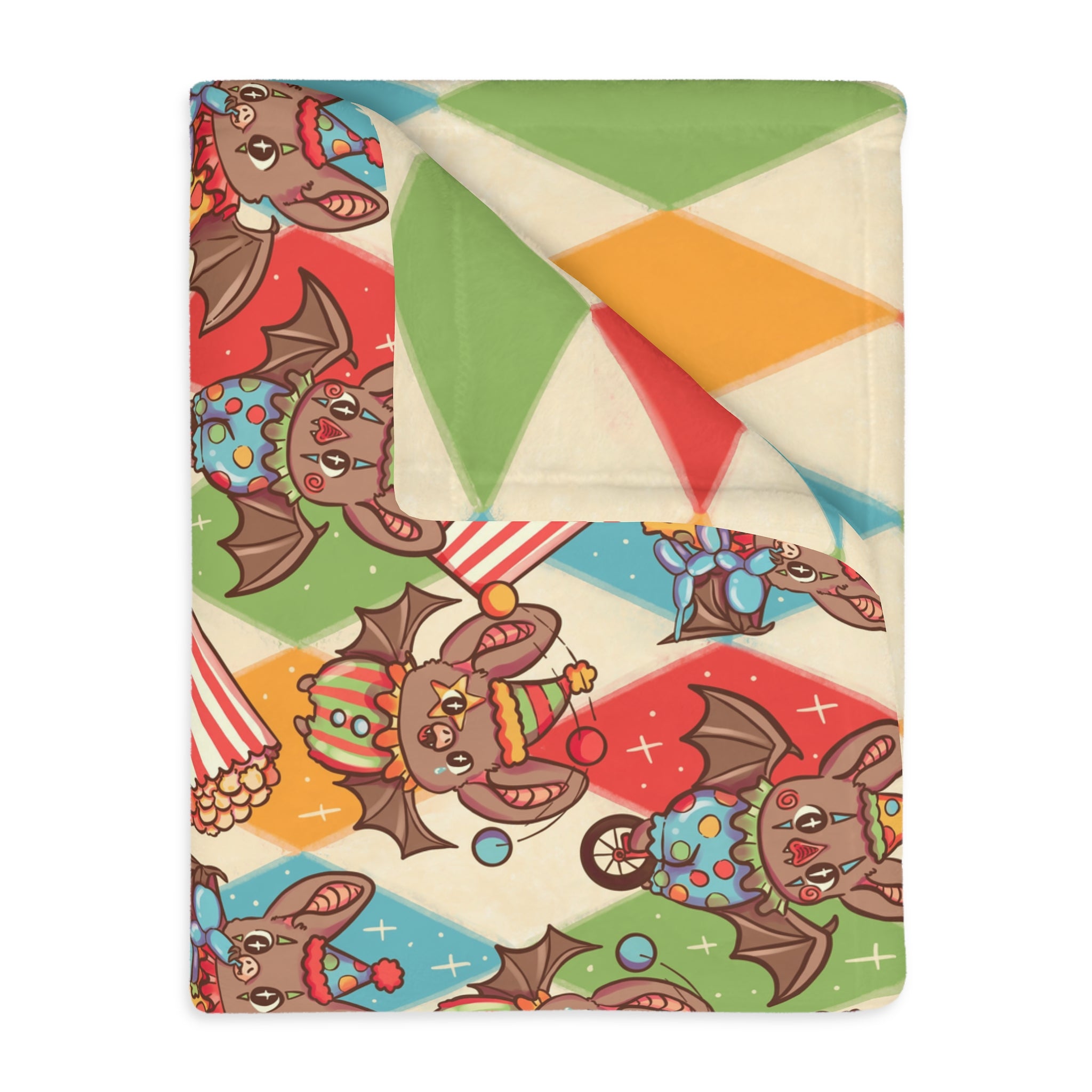 Circus Bats Blanket — Double Sided Reversible Velveteen Throw