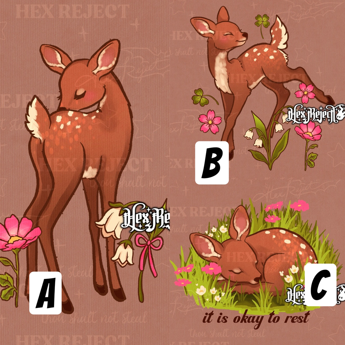 Day Nine - Bloom (floral fawn / deer) : Hextober - Sub file