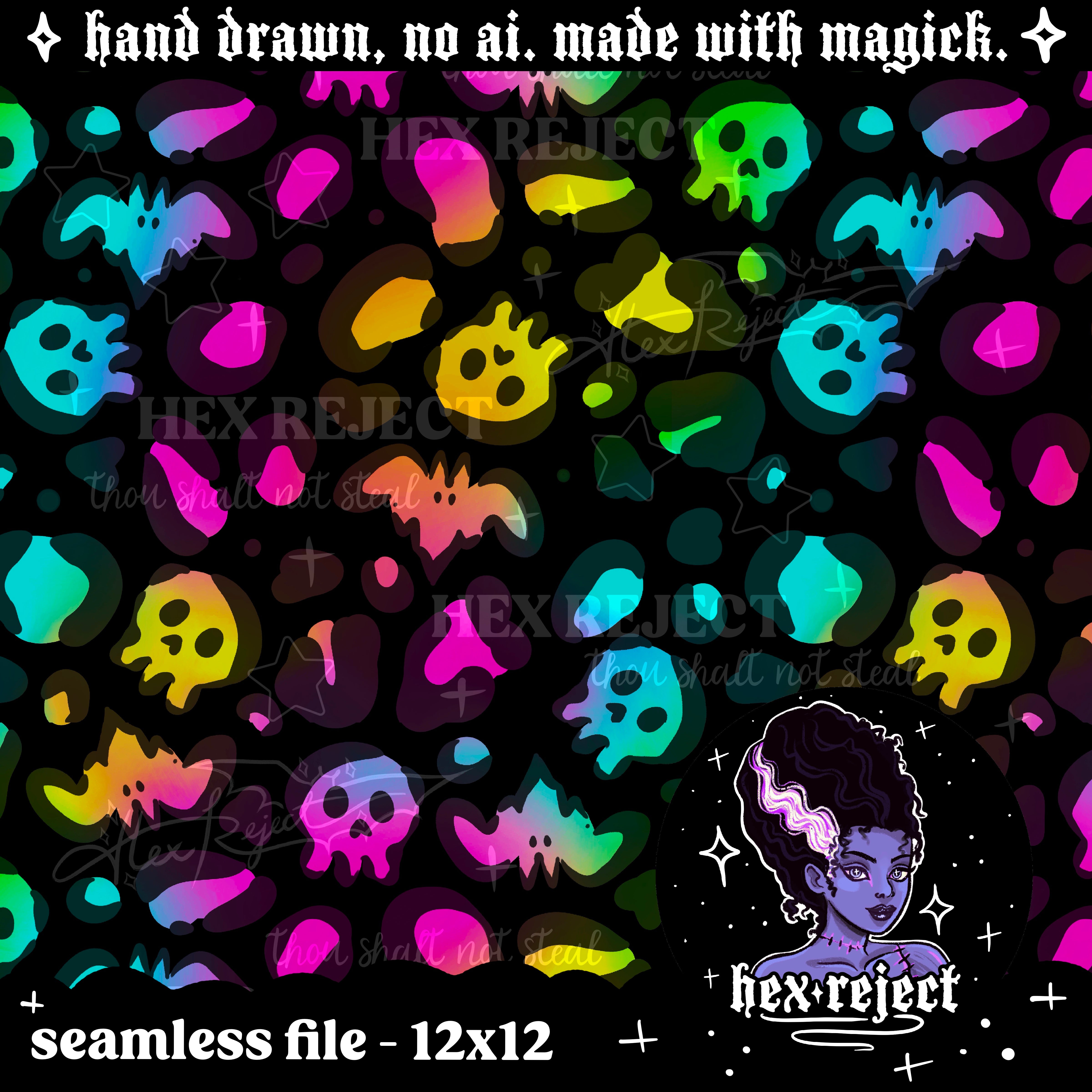 Wild (spooky leopard print) - Seamless & PNG files - Hextober 2025