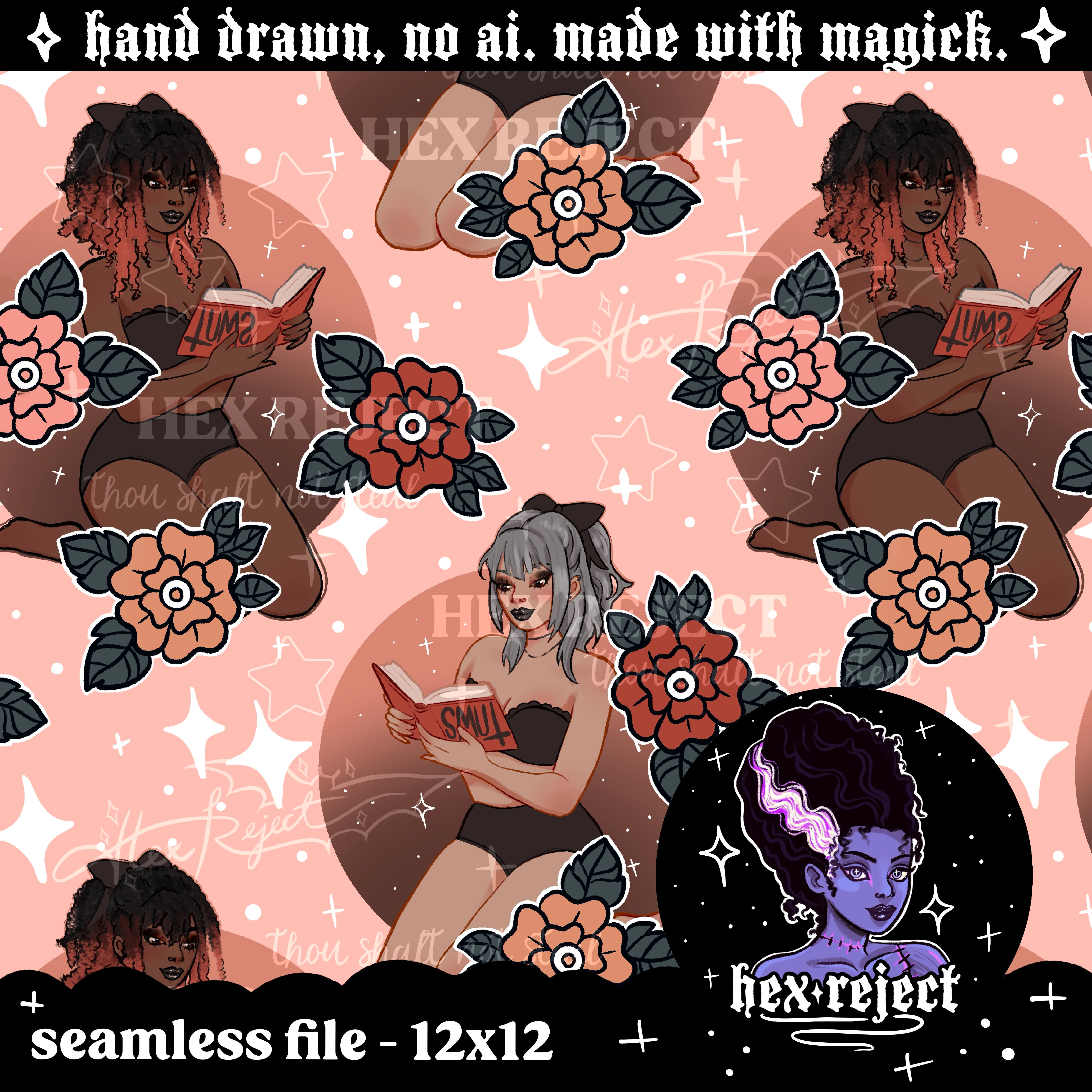 Books (Smut playghoul) - Seamless & PNG files - Hextober 2025