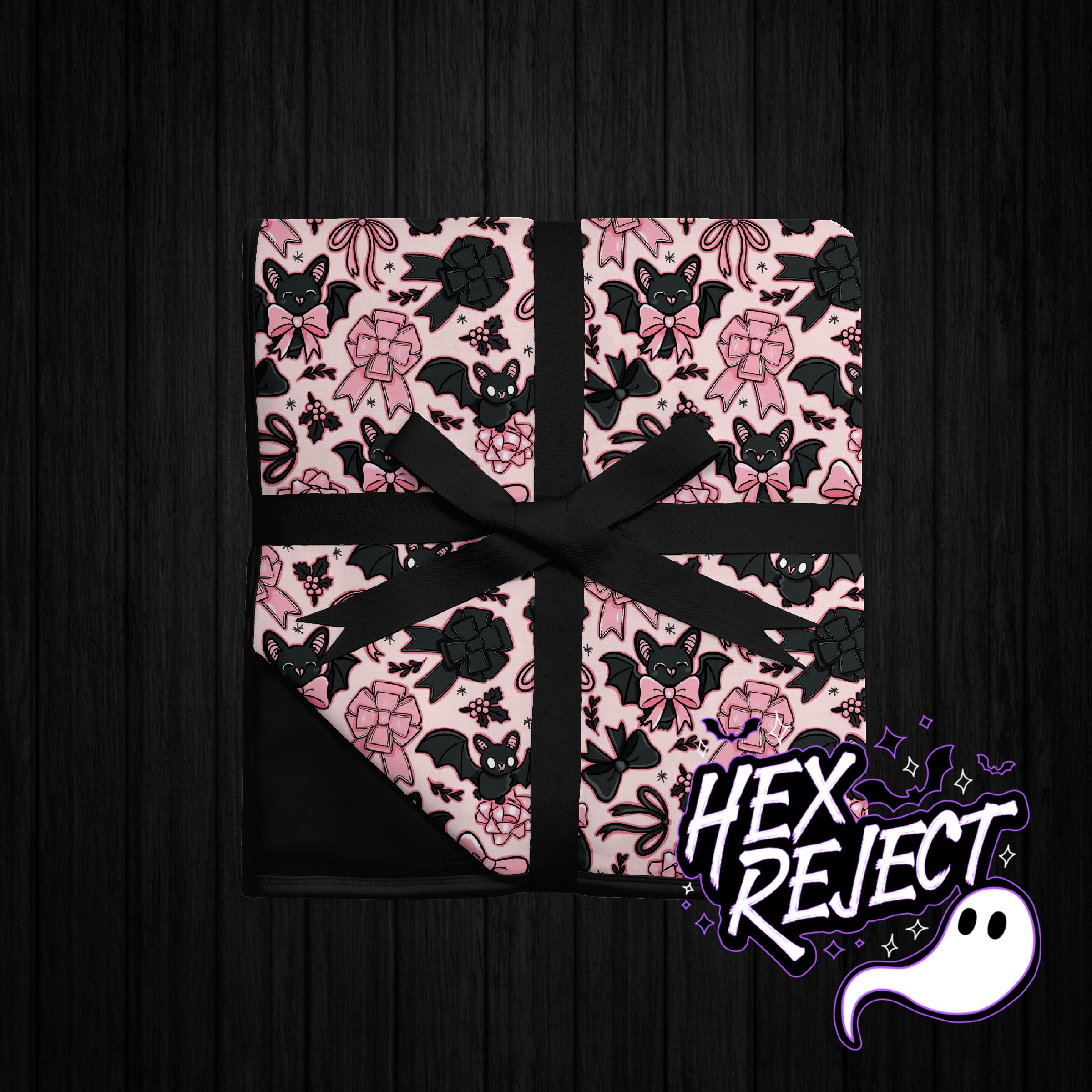 Bats & Bows Double Layer Bamboo Blanket / 50"x60" / 1.0 TOG / preorder *arrives by early Nov*