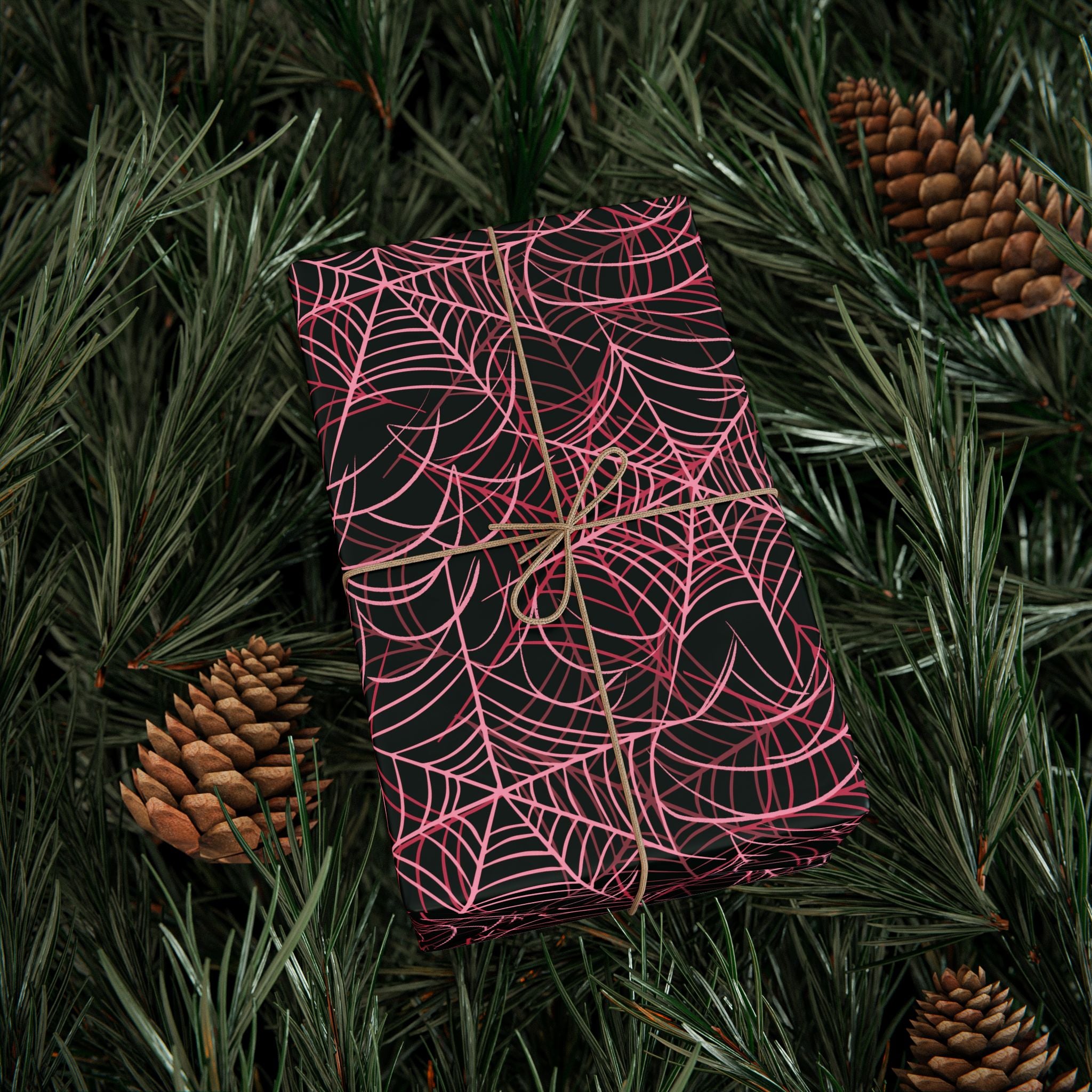 Pink Spiderwebs Wrapping Paper, Gift Wrap for Any Occasion, Unique Gift Packaging, Eco-Friendly, Holiday Wrapping, Birthday Celebration