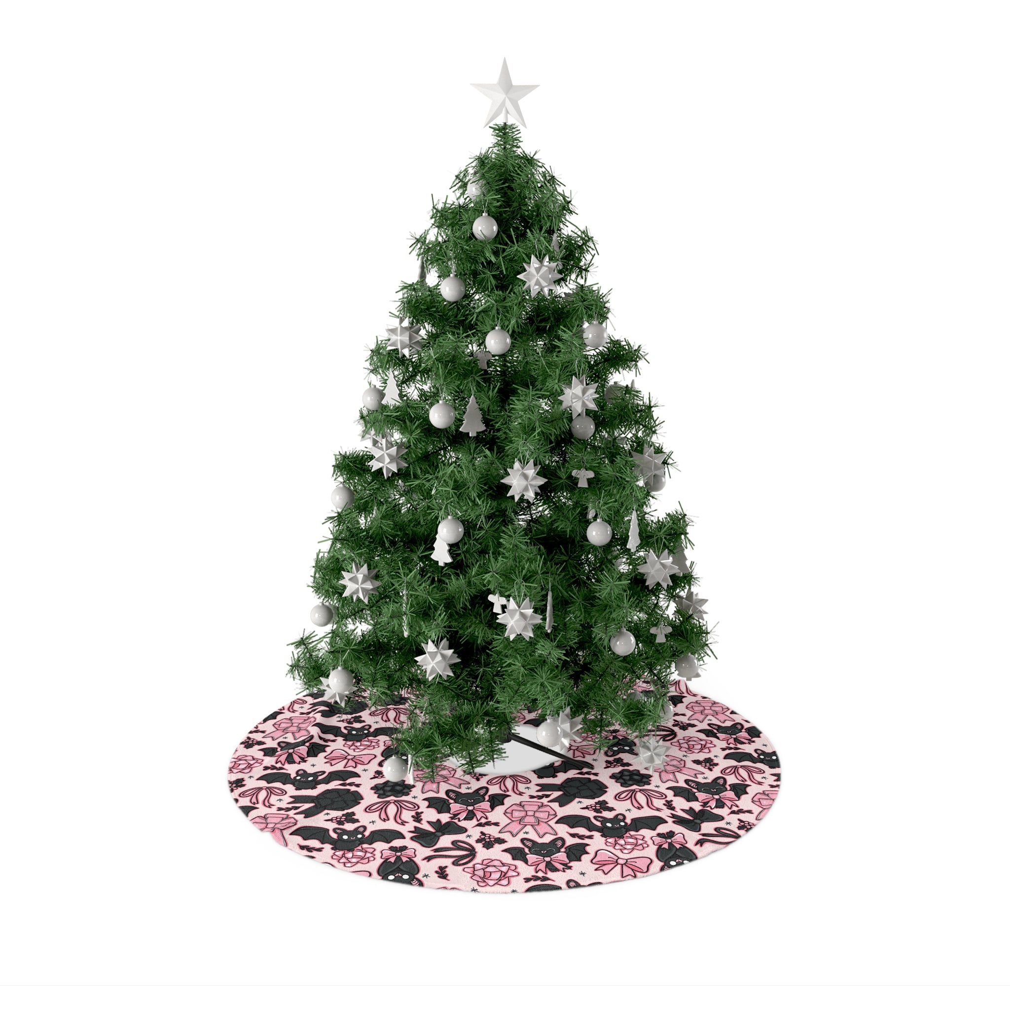 Bats & Bows Tree Skirt, Festive Holiday Decor, Cute Santa & Friends Design, Family Christmas Traditions, Unique Gift Idea