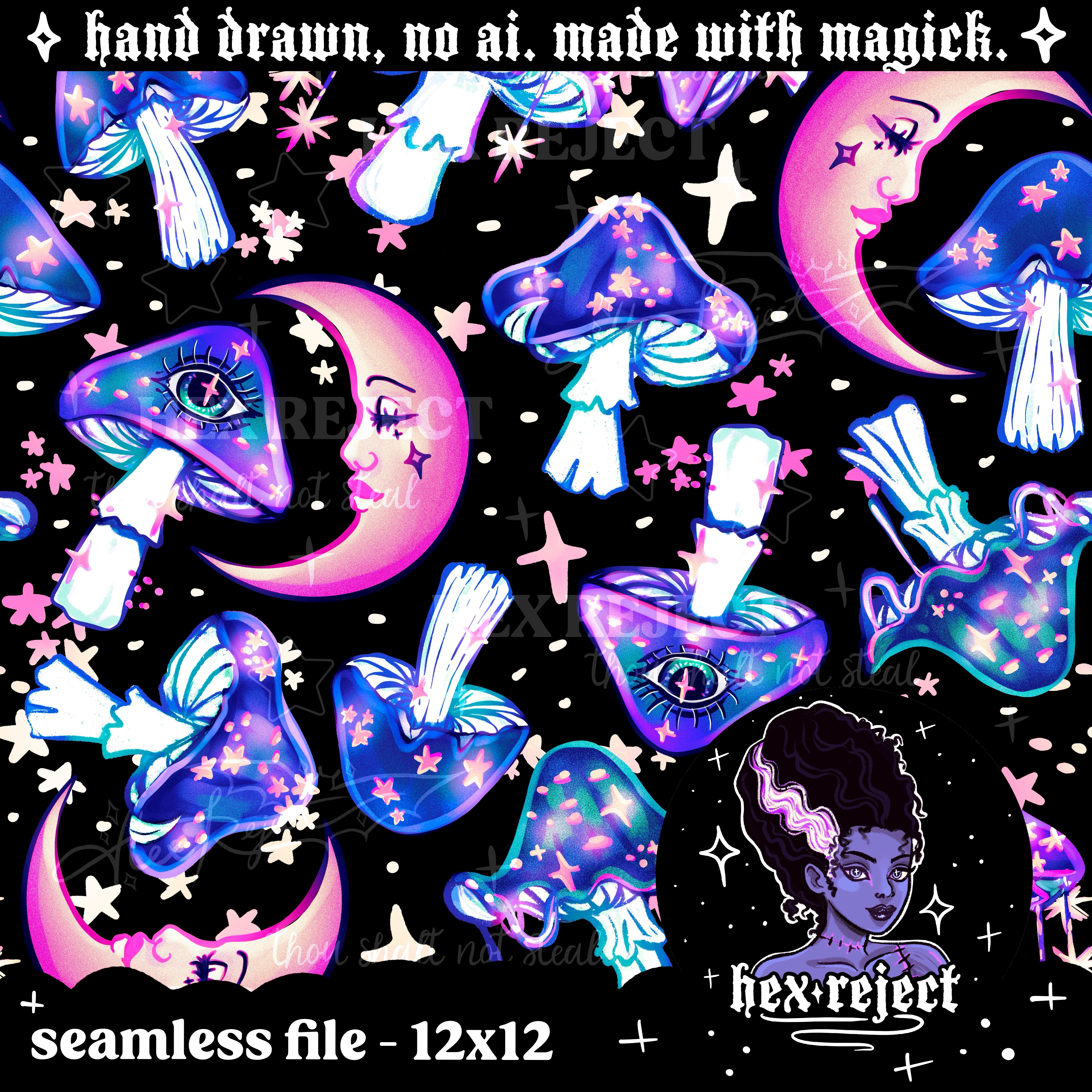 Mushrooms - Seamless & PNG files - Hextober 2025