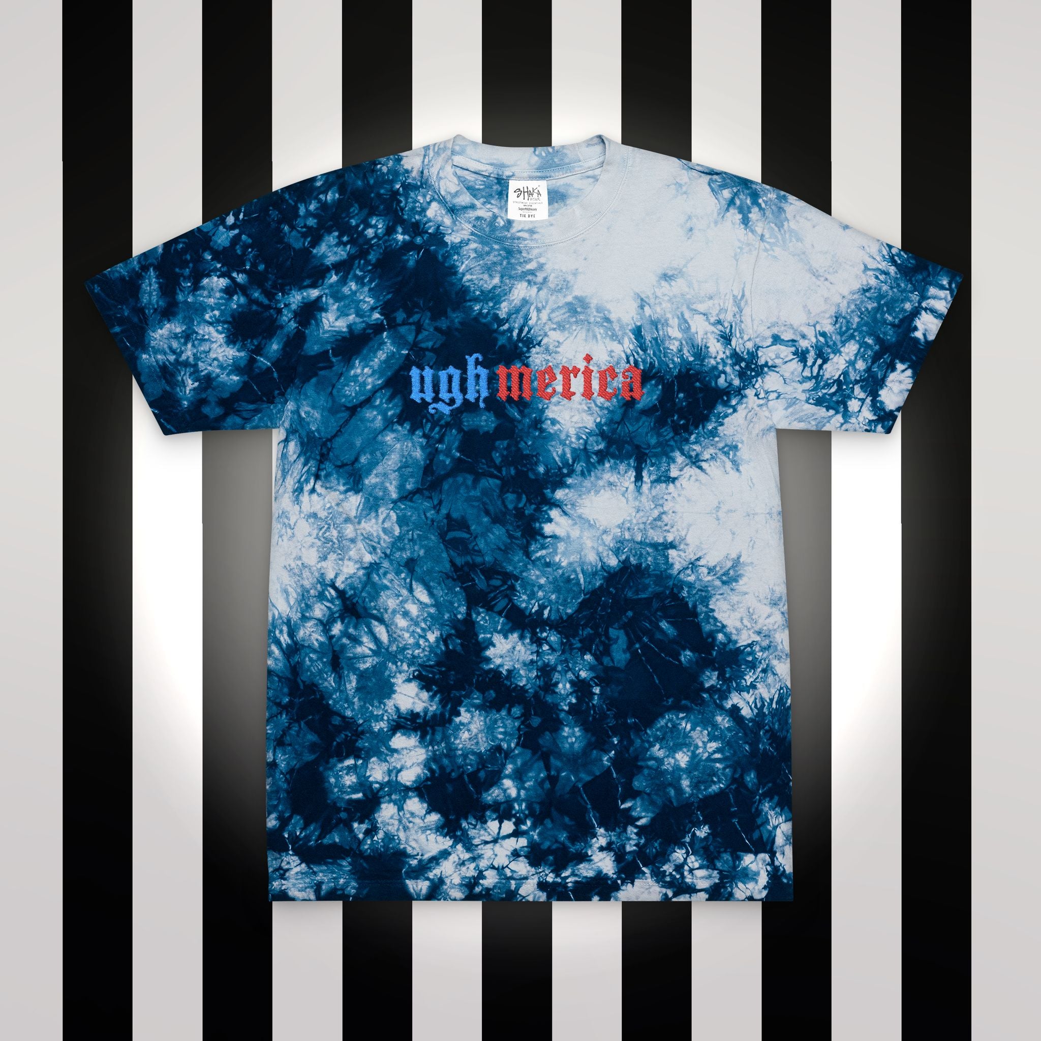 Ughmerica Oversized Tie-Dye T-Shirt — Embroidered anti-fourth of July, FDT Black & White Grunge