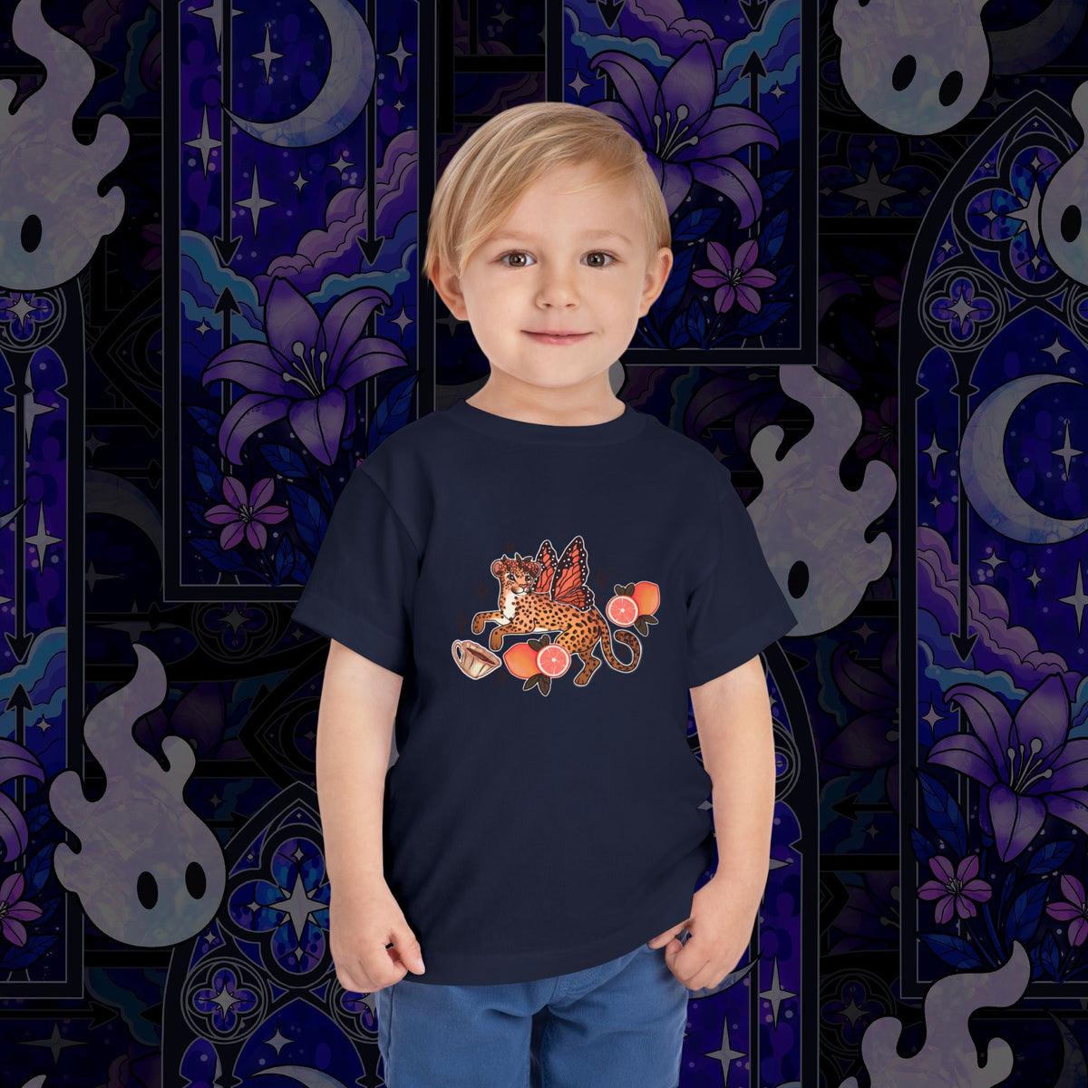 Fairy Leopard Toddler Tee — Cute Leopard with Peaches Graphic