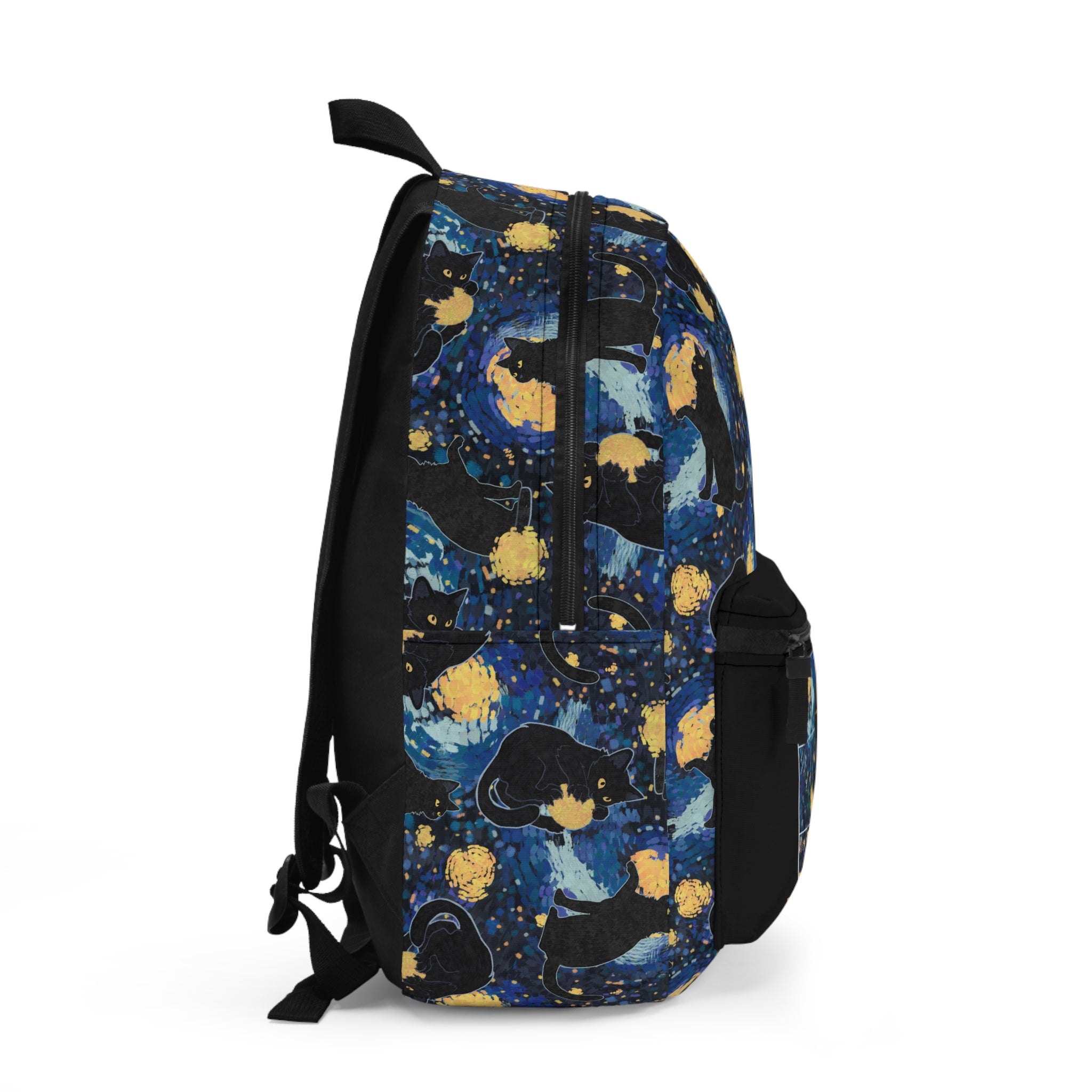 Meowy Night - Starry Night Cats Backpack – Whimsical Galaxy Cat Print School & Travel Bag