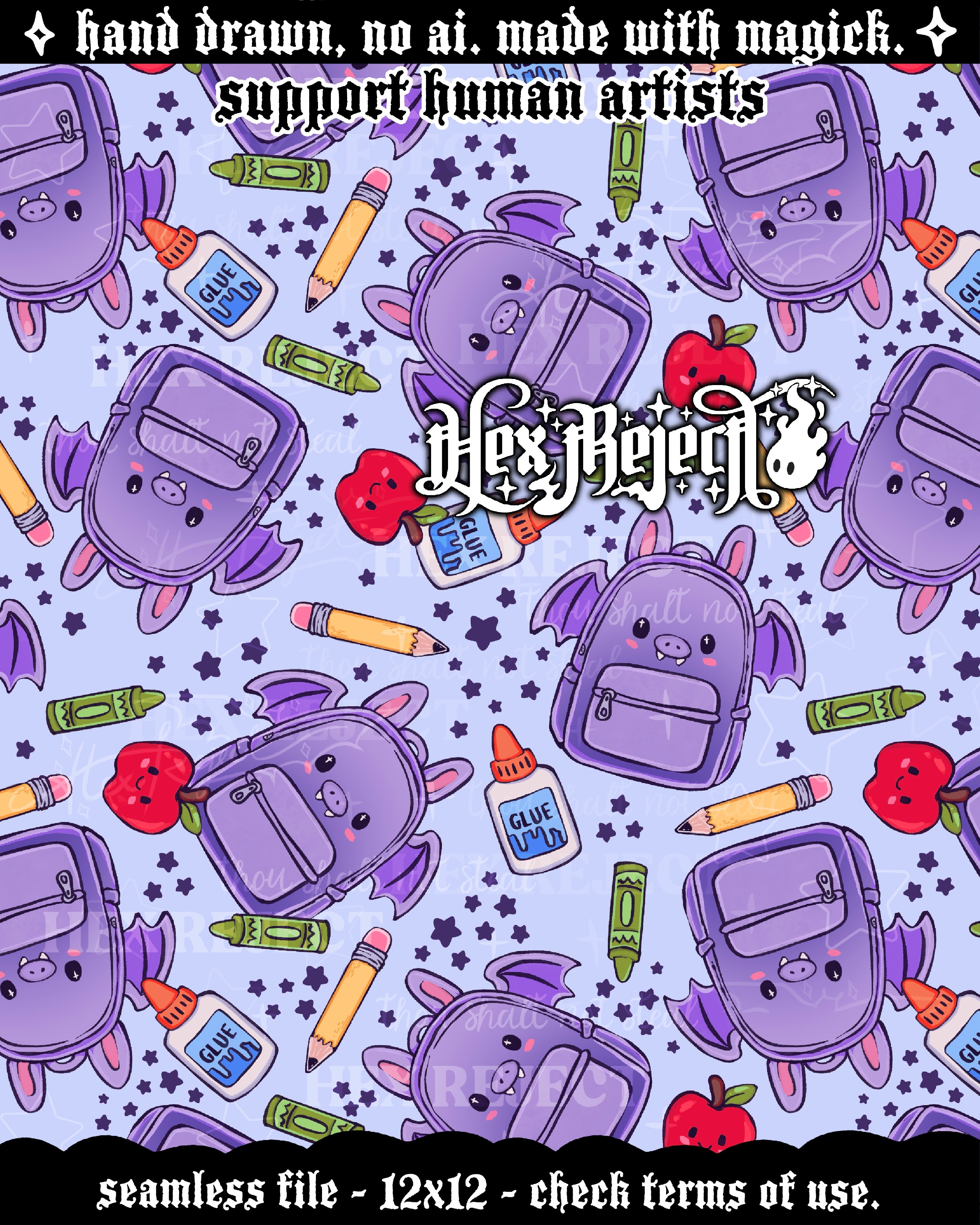 Bat to School - back to school bats - Seamless files