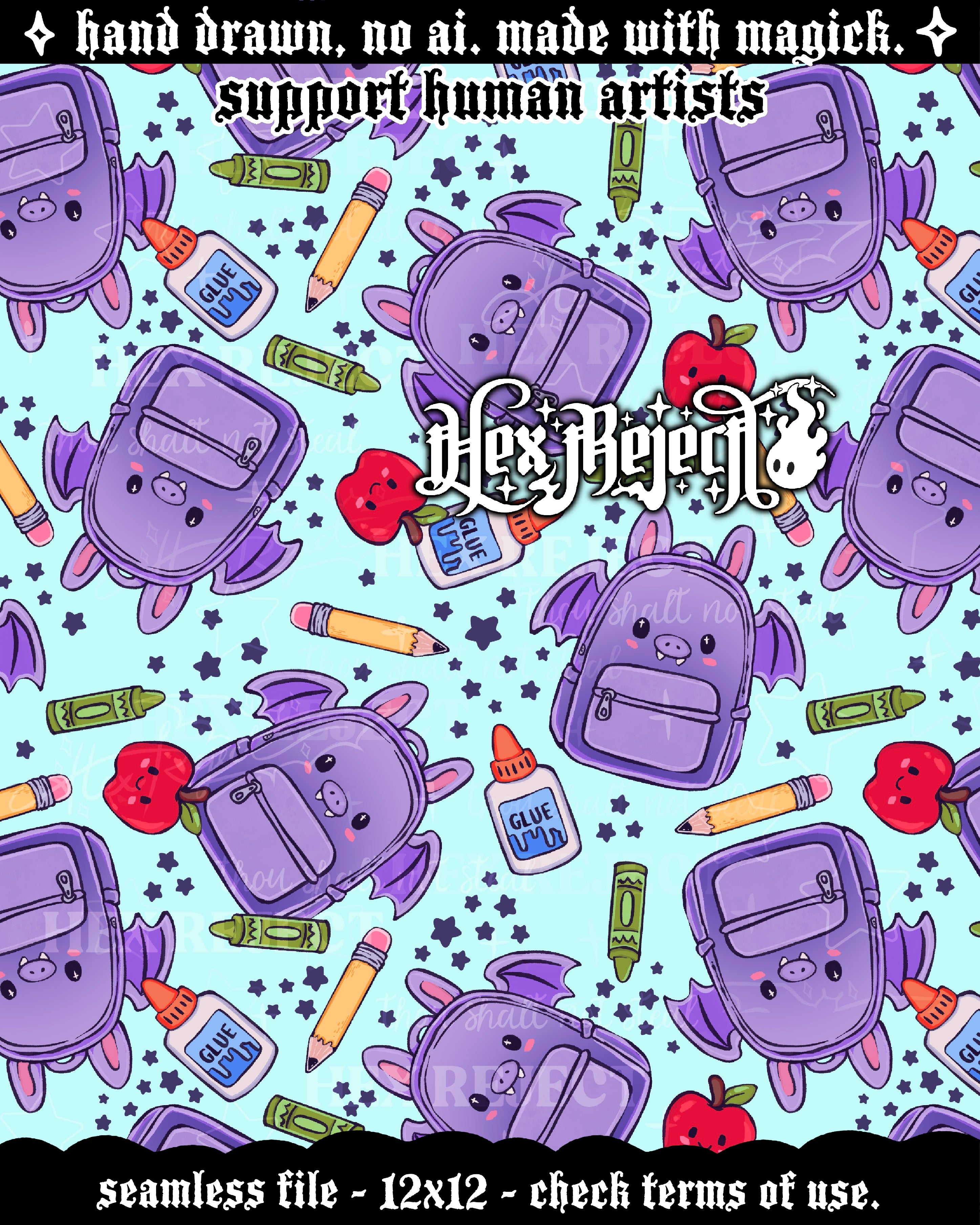 Bat to School - back to school bats - Seamless files