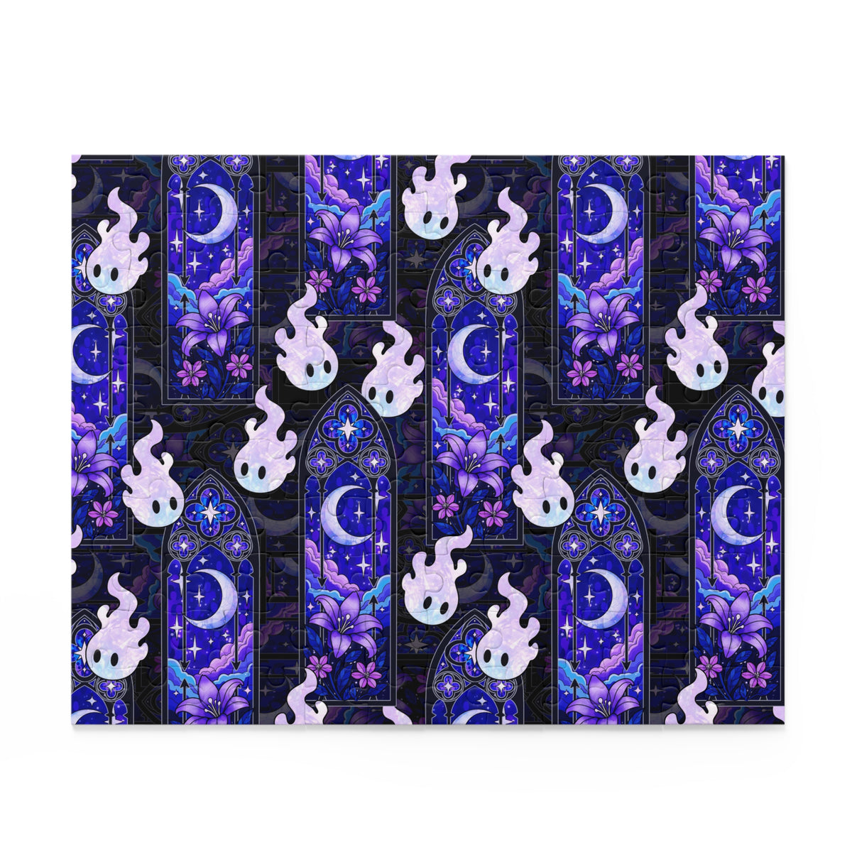 Hex Sprite Puzzle — Moonlit Stained-Glass Pattern (120/252/500-Piece)