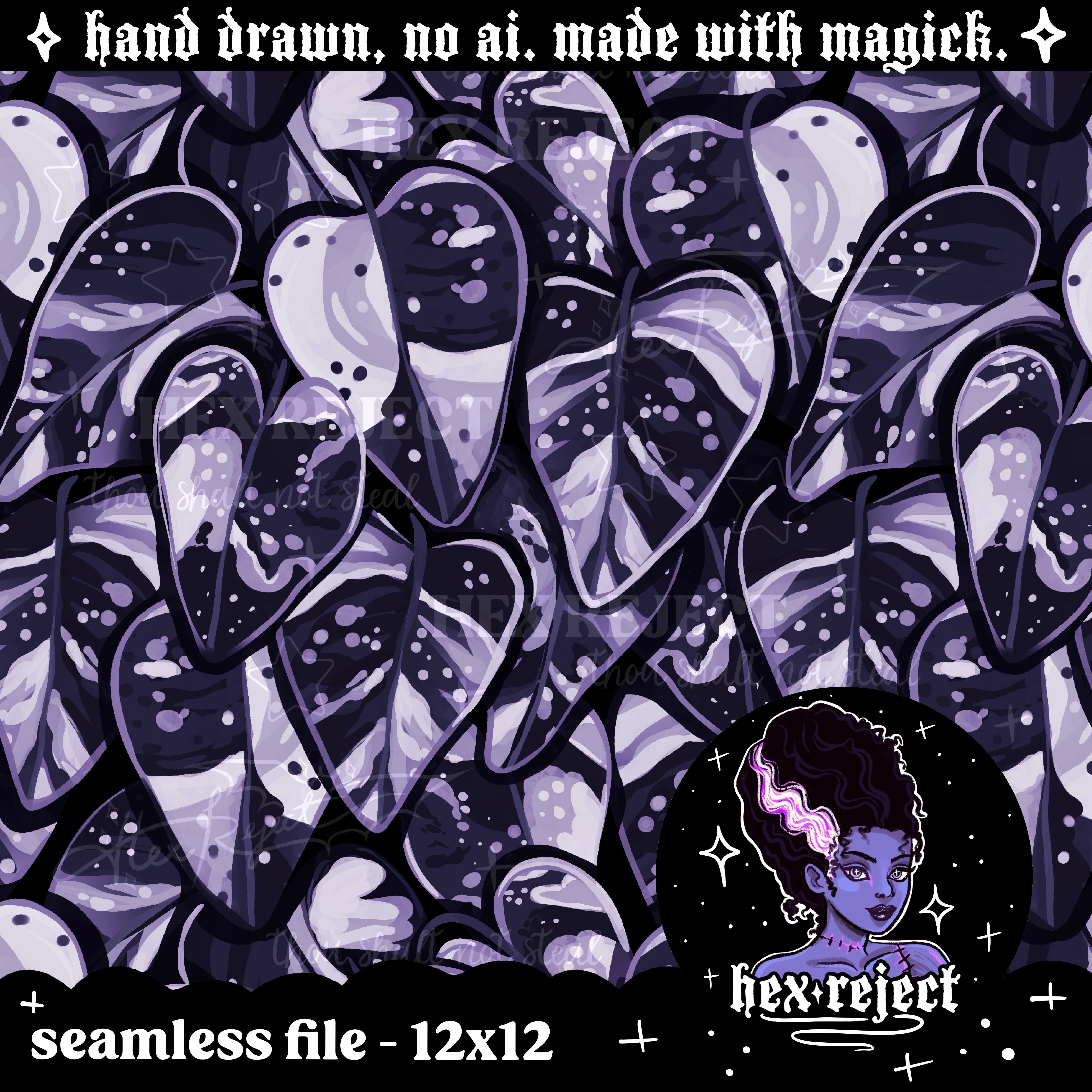 Houseplant - philodendron (variegated) - Seamless & PNG files - Hextober 2025