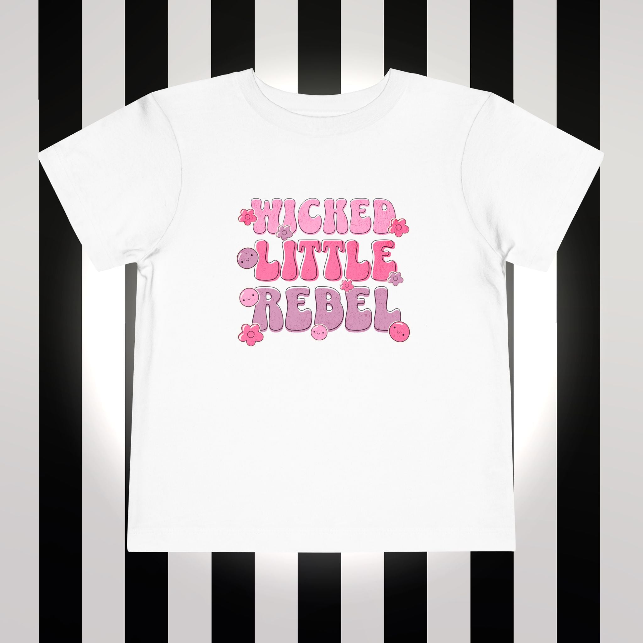 Toddler Tee - "Wicked Little Rebel" Pink Bubble Letter Shirt