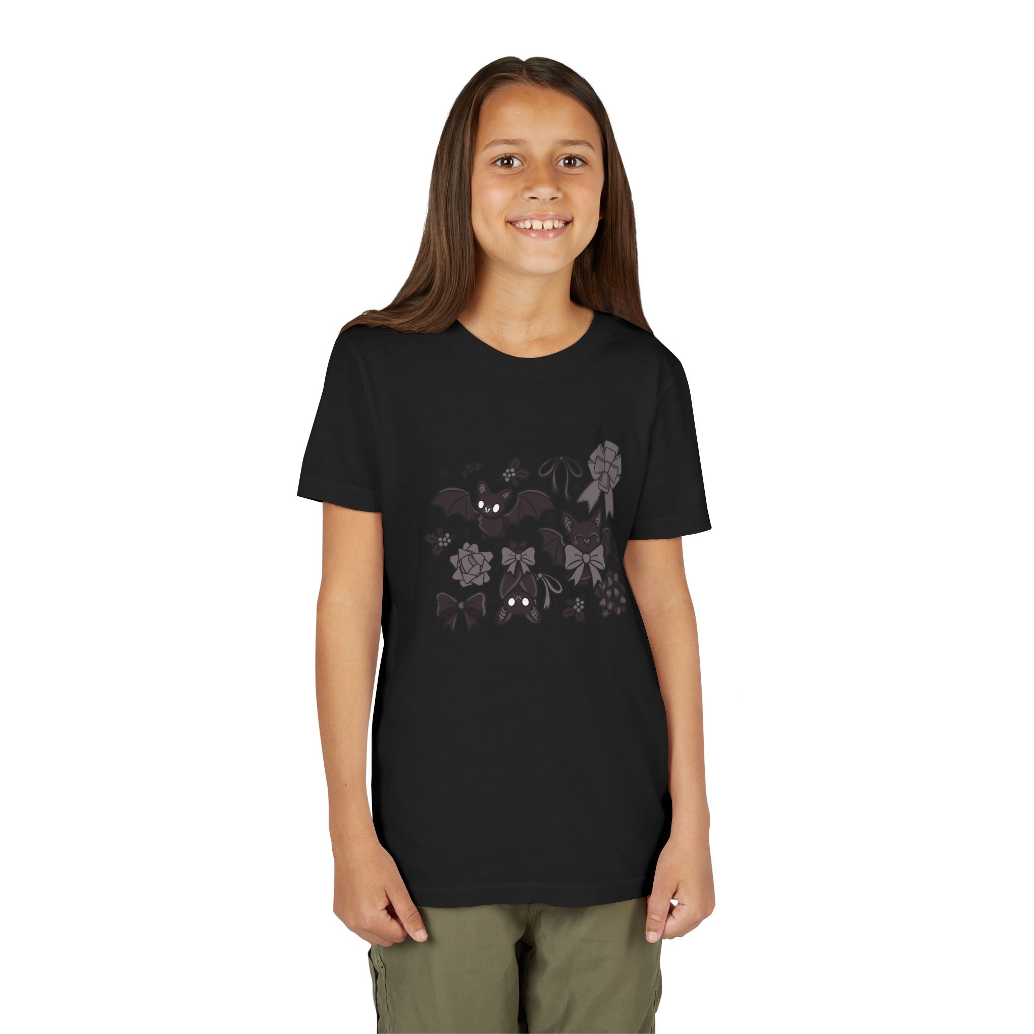 Monochrome Bats & Bows Youth Short Sleeve Tee