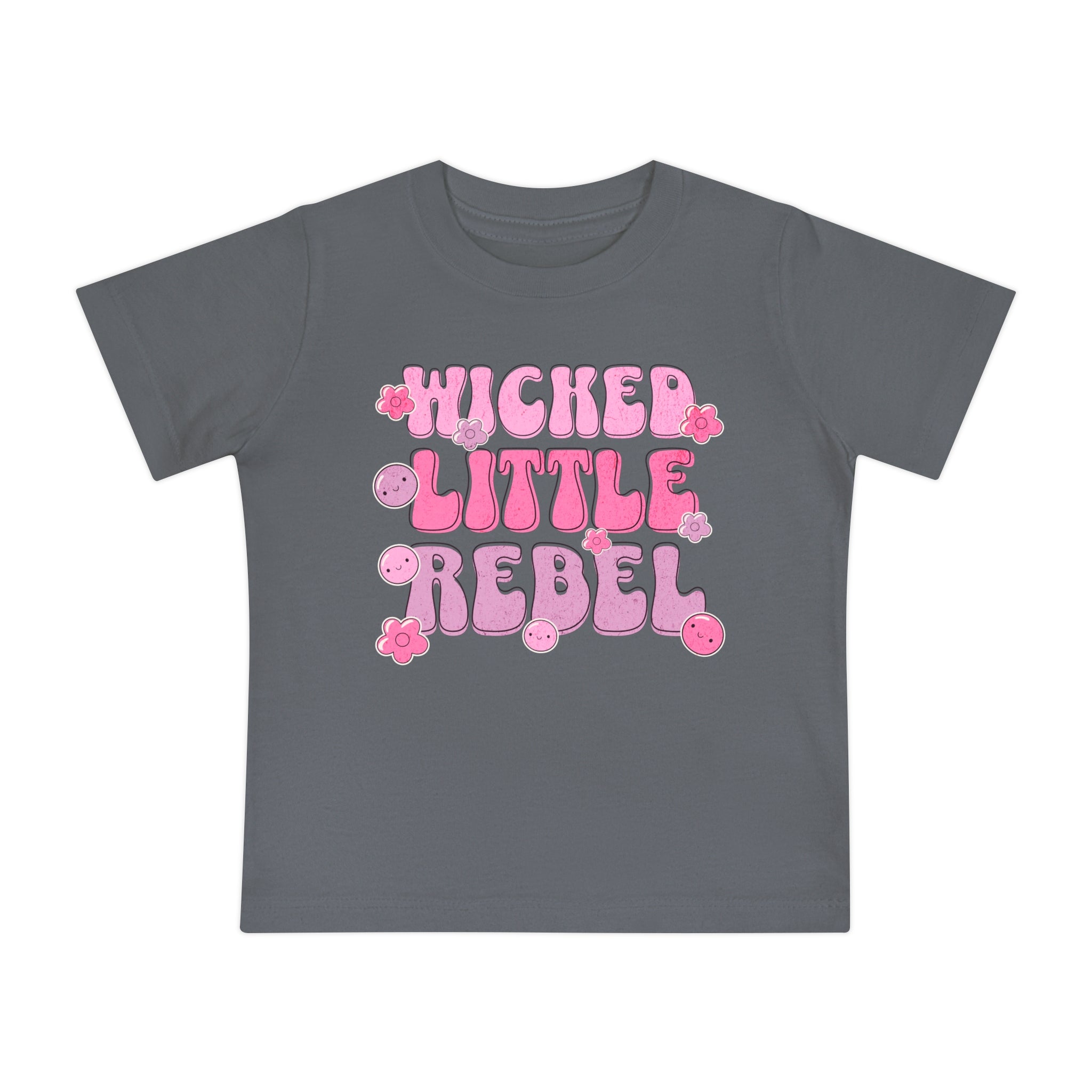 Baby T-Shirt — "Wicked Little Rebel" Pink Cute Graphic