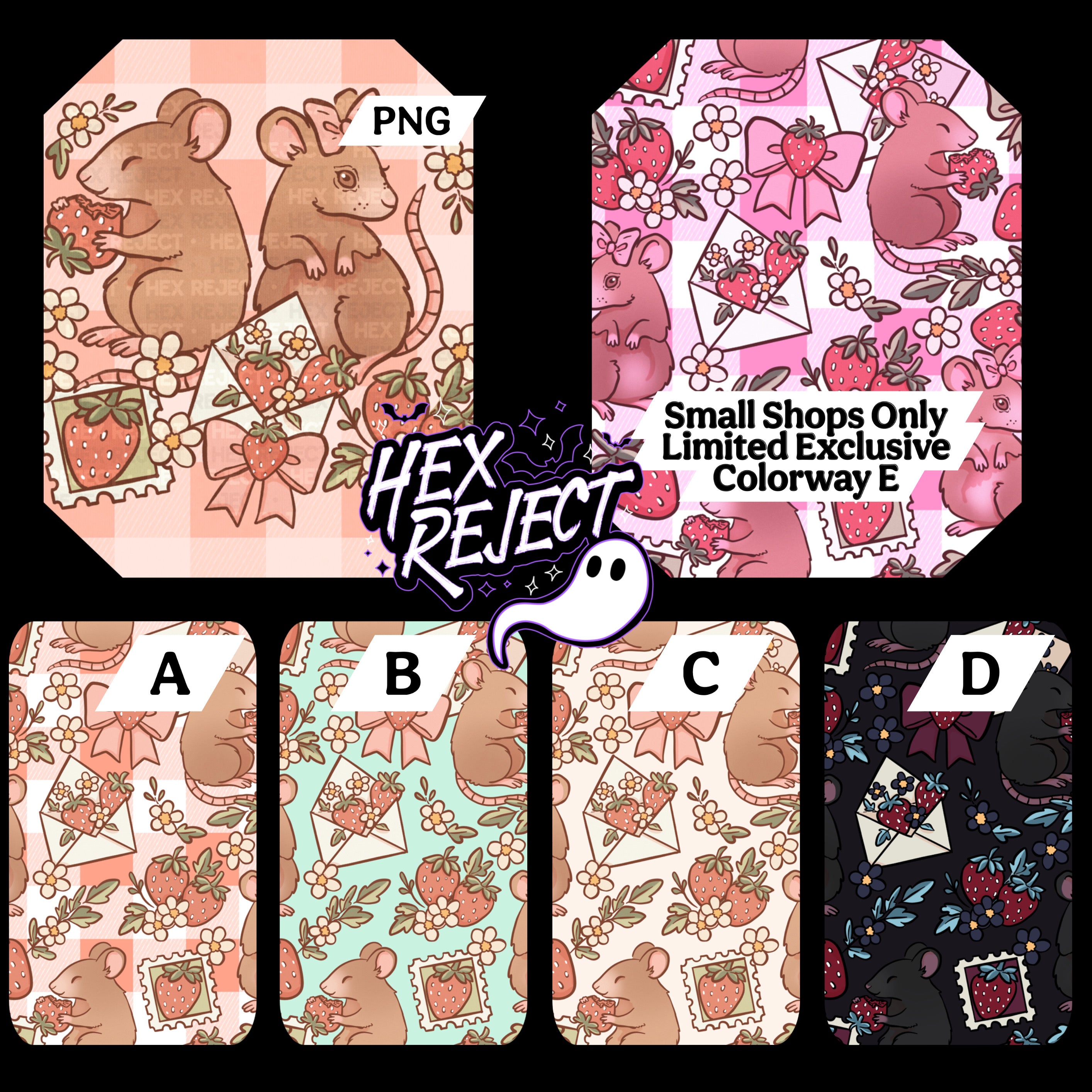 Coquette Rodents - Seamless & PNG files - Hextober 2025