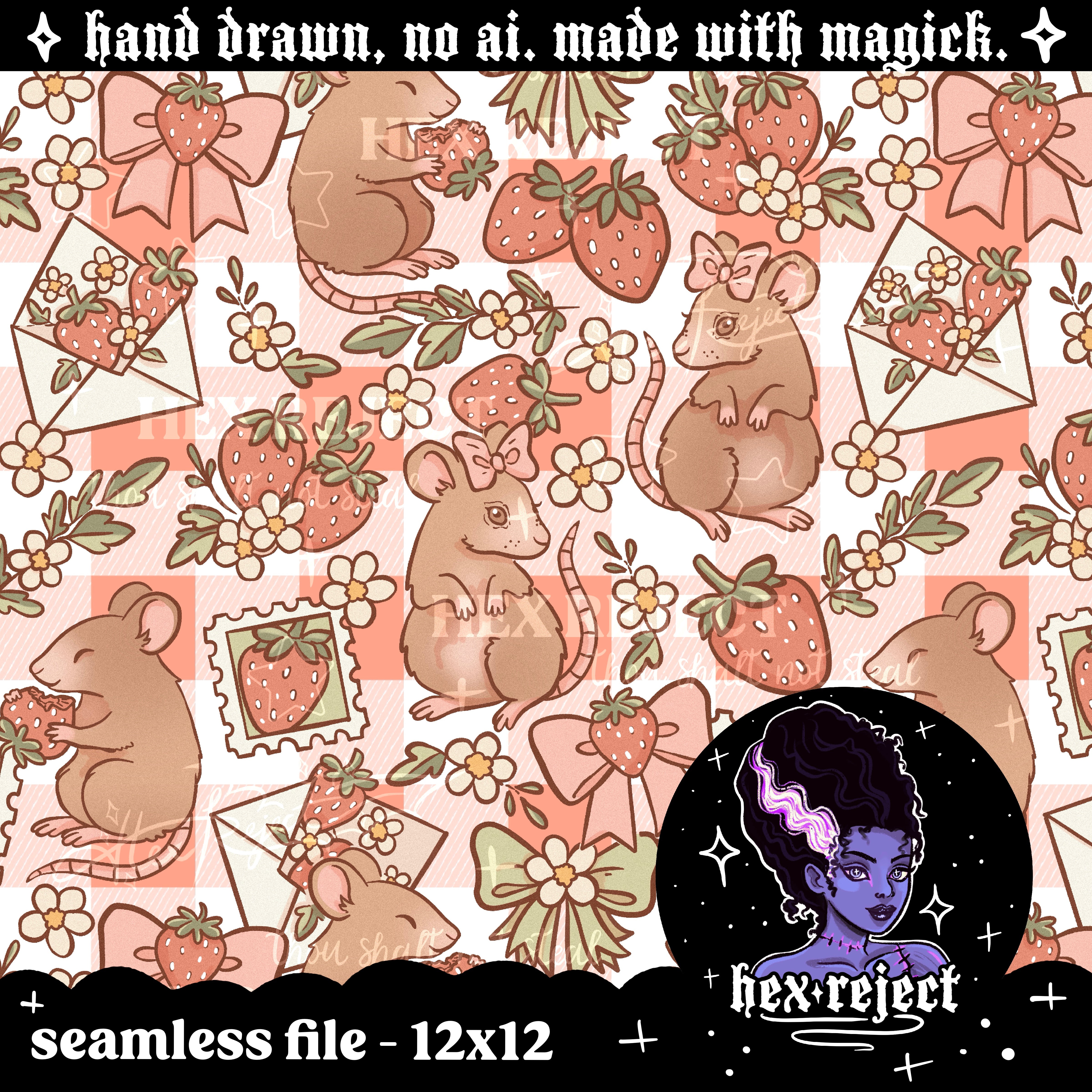 Coquette Rodents - Seamless & PNG files - Hextober 2025