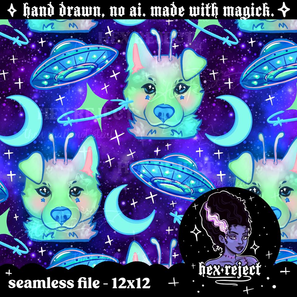 Space Pup - Seamless & PNG files - Hexmas Advent Calendar - Day 6