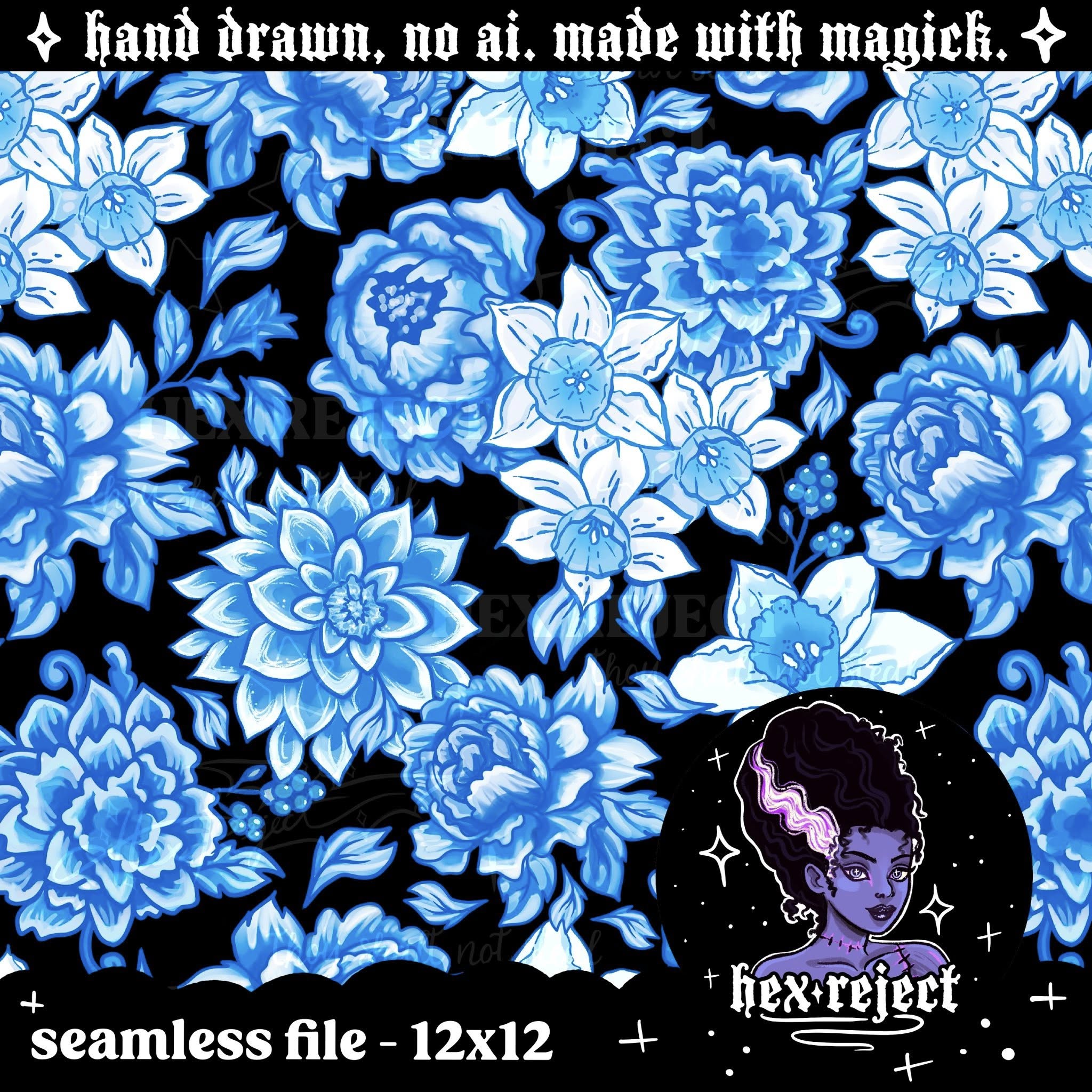 Blue Porcelain coord - Seamless files - Hexmas Advent Calendar - Day 5