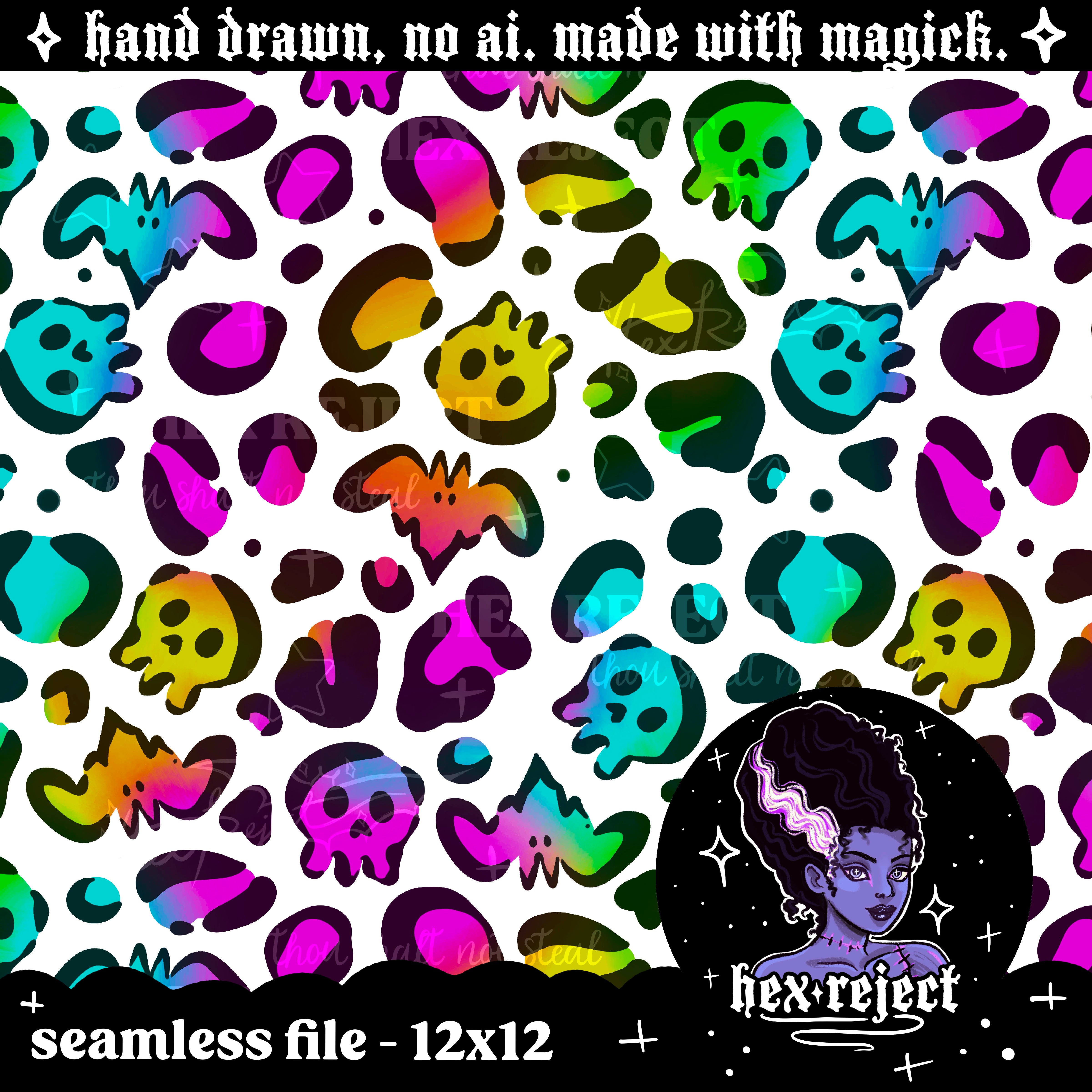 Wild (spooky leopard print) - Seamless & PNG files - Hextober 2025