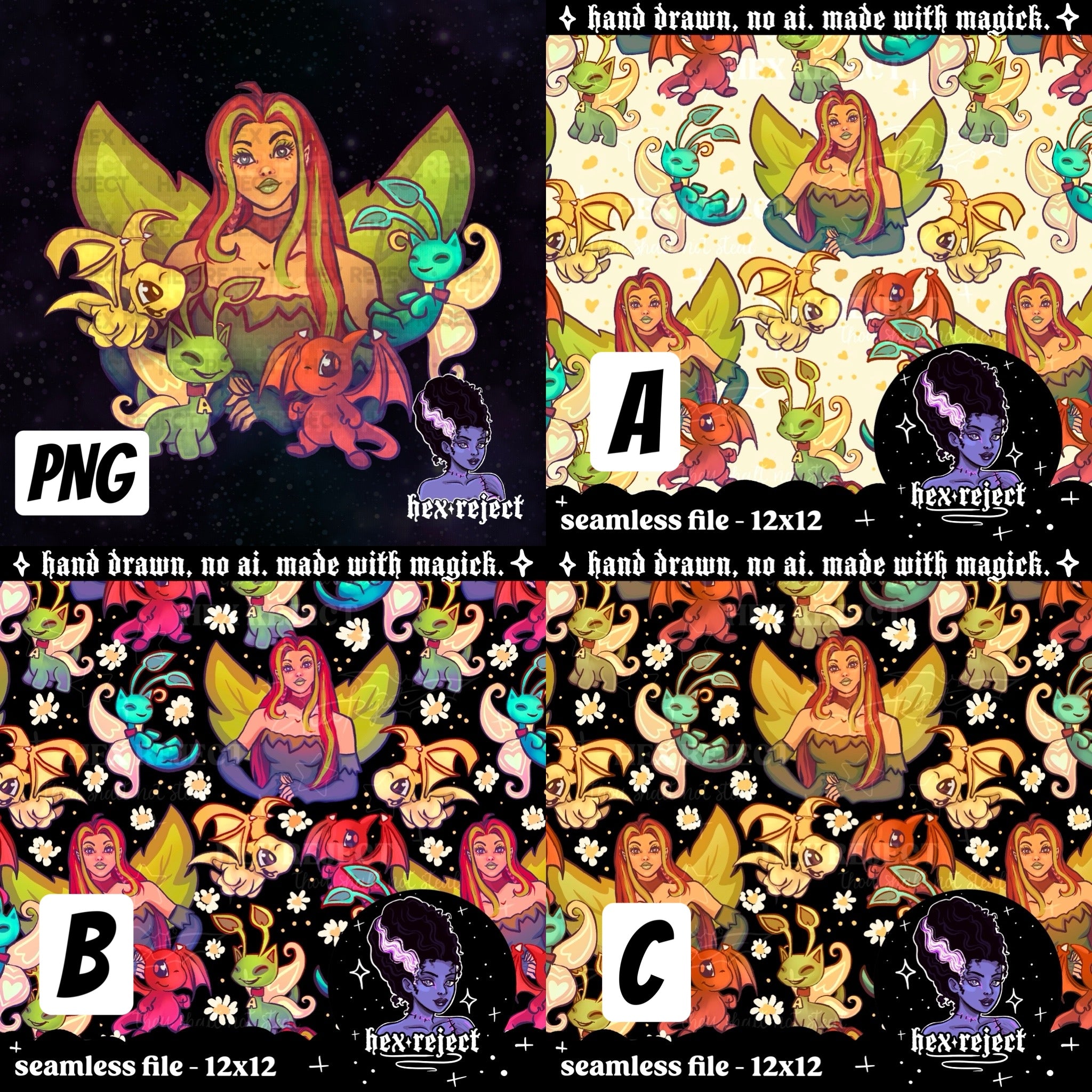 Fae - Seamless & png file - 14 days of yuck