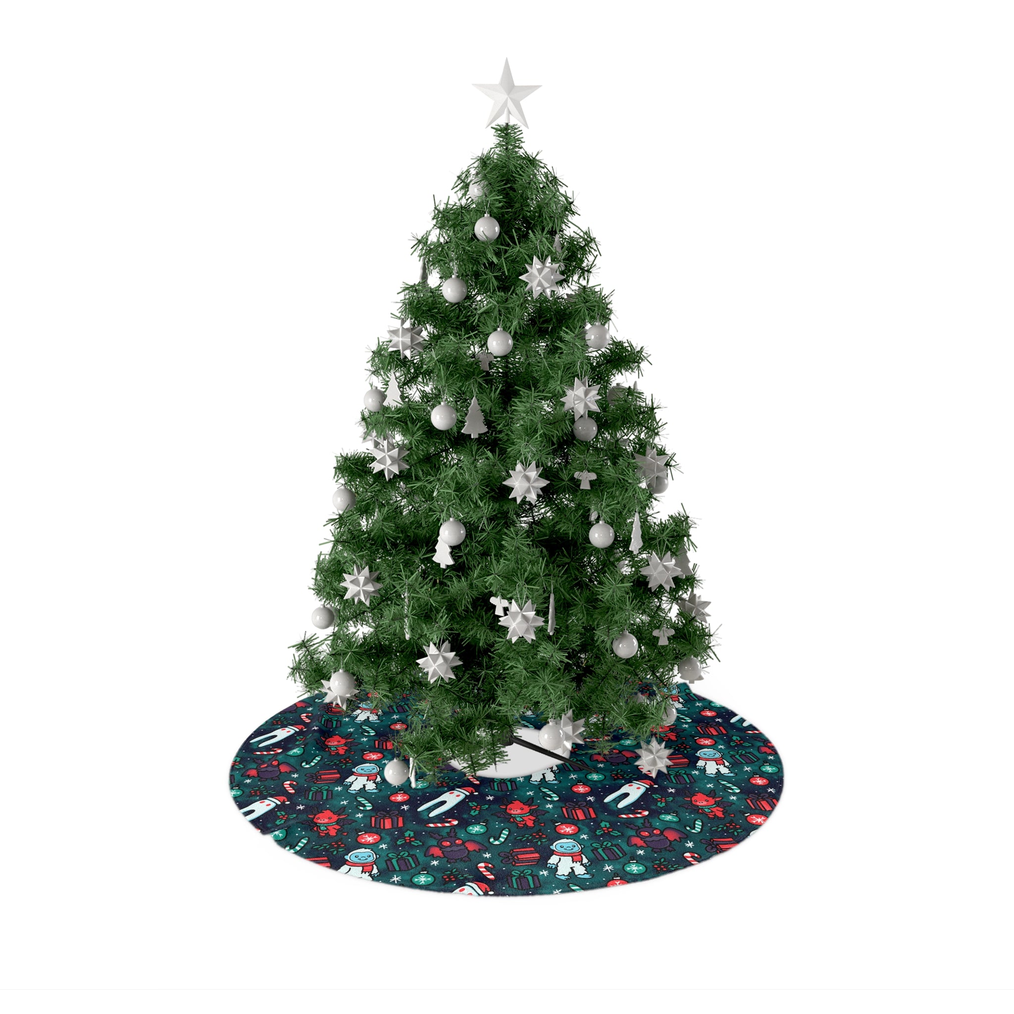 Merry Cryptid Tree Skirt, Festive Holiday Decor, Cute Santa & Friends Design, Family Christmas Traditions, Unique Gift Idea