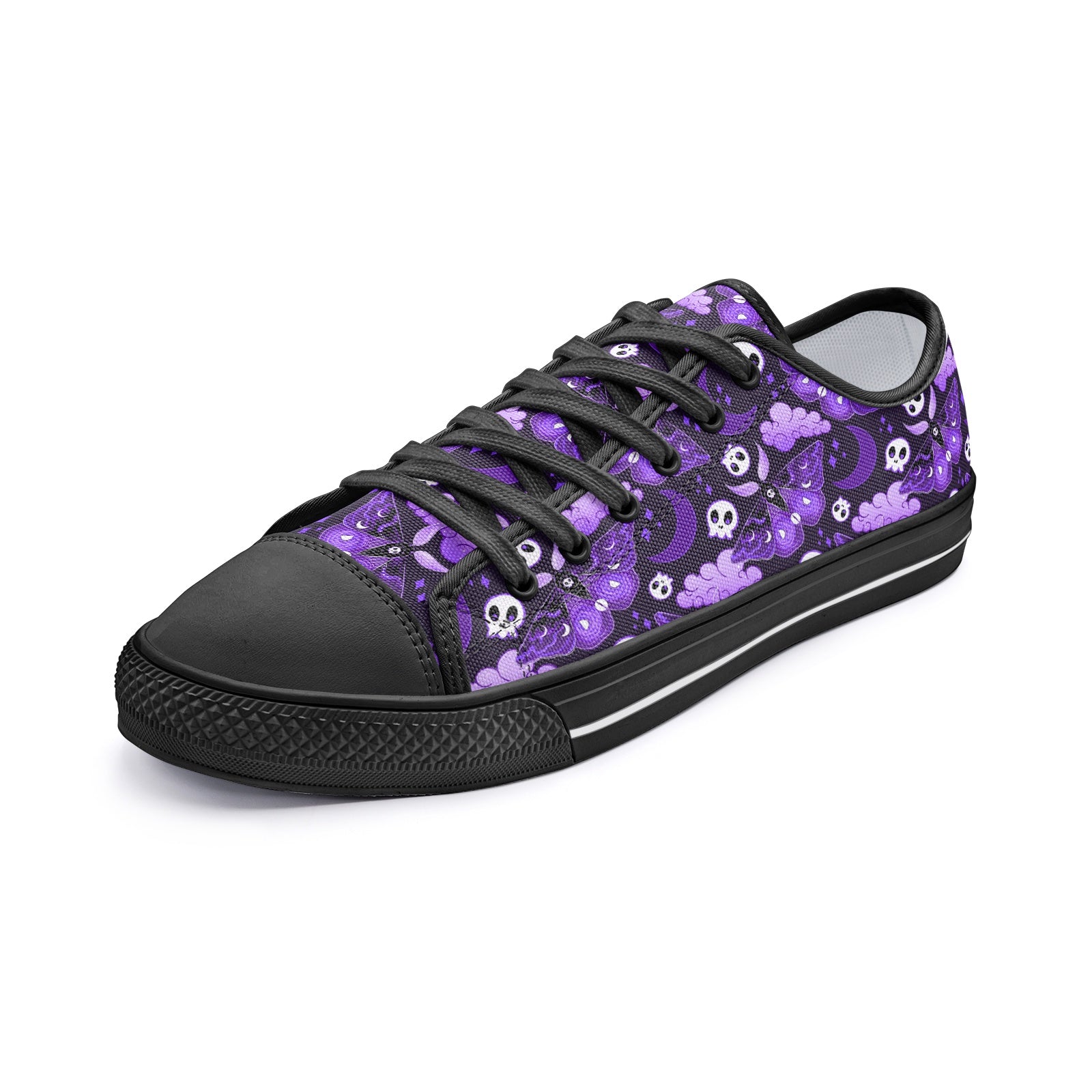Purple Goth Moth - Unisex Low Top Canvas Shoes