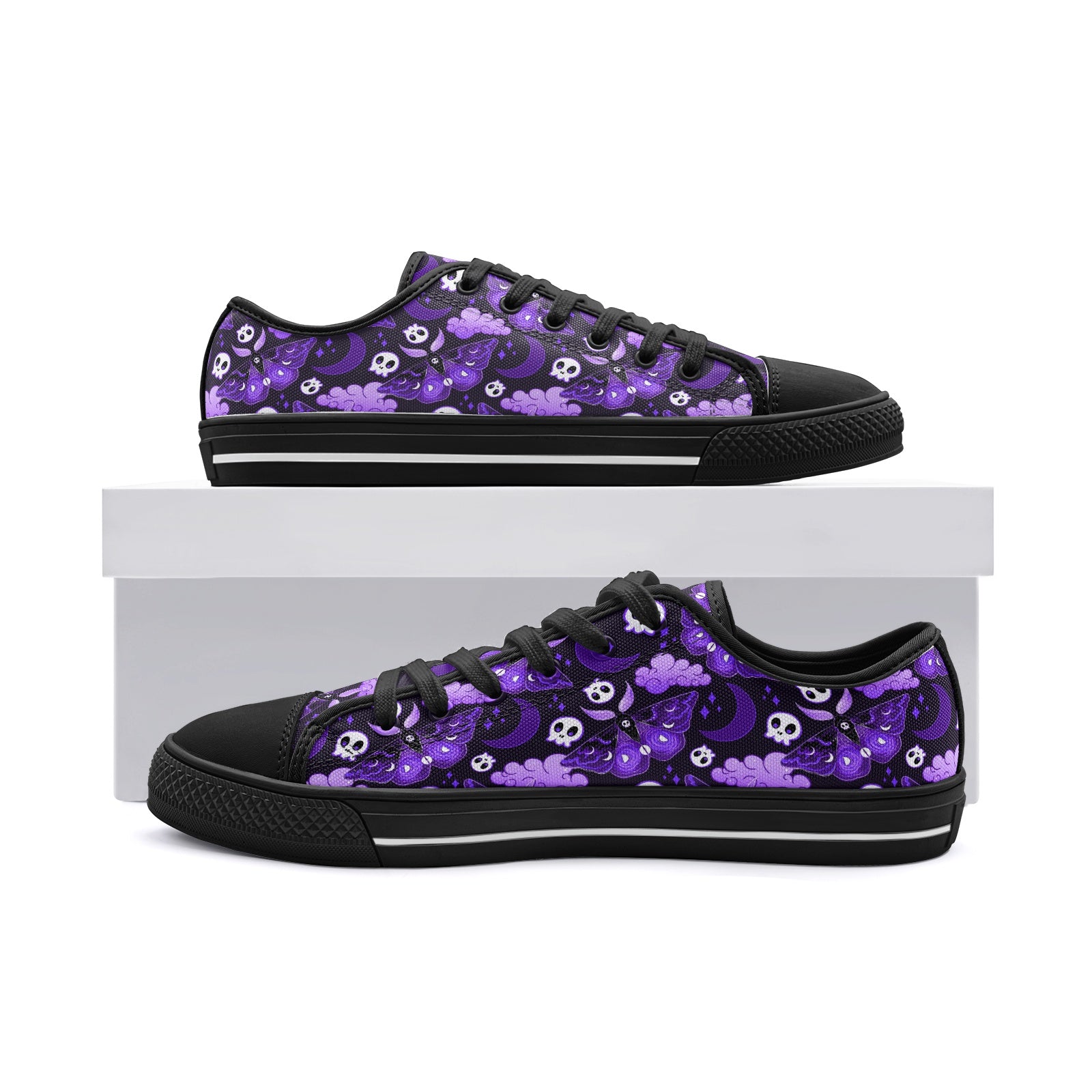 Purple Goth Moth - Unisex Low Top Canvas Shoes