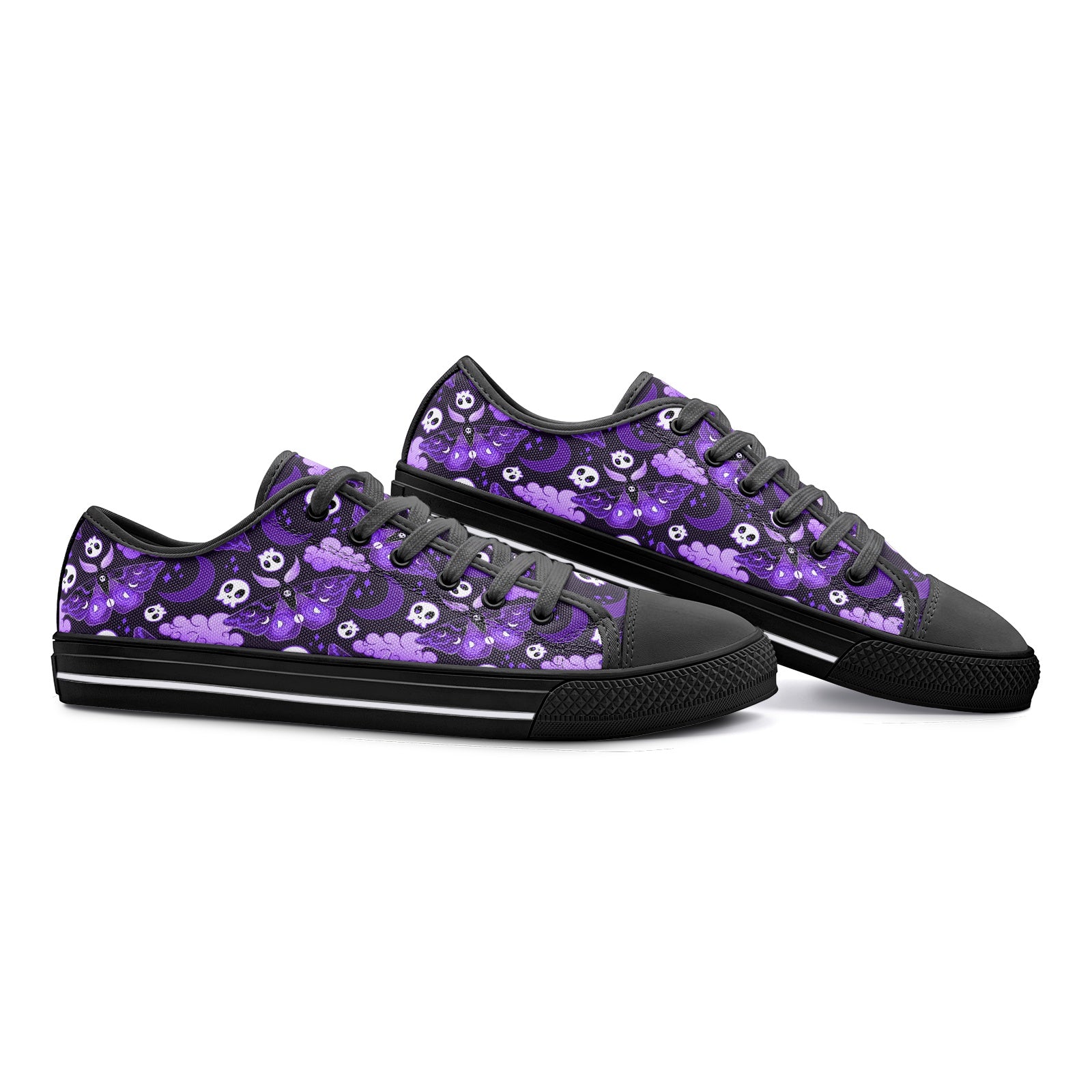 Purple Goth Moth - Unisex Low Top Canvas Shoes