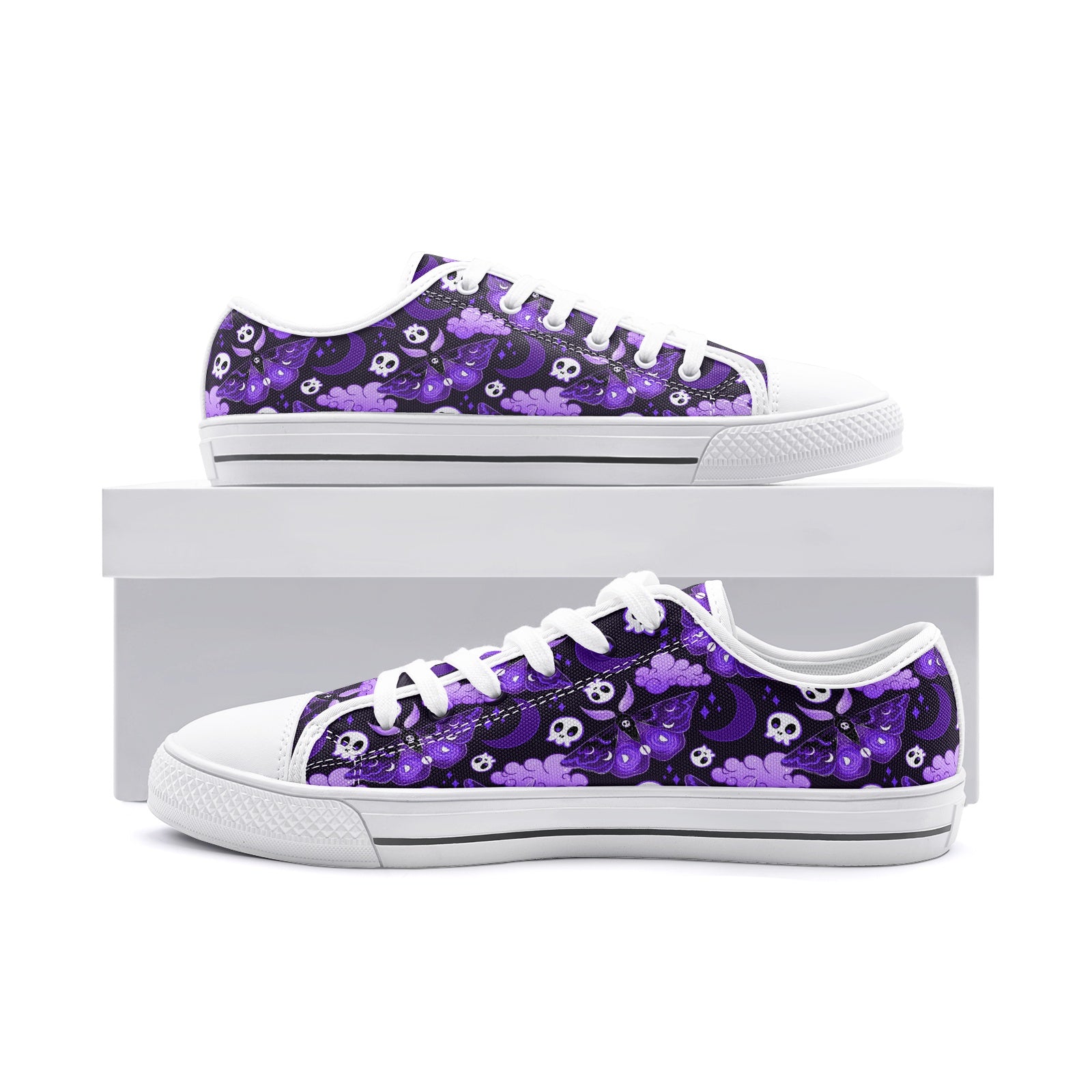 Purple Goth Moth - Unisex Low Top Canvas Shoes