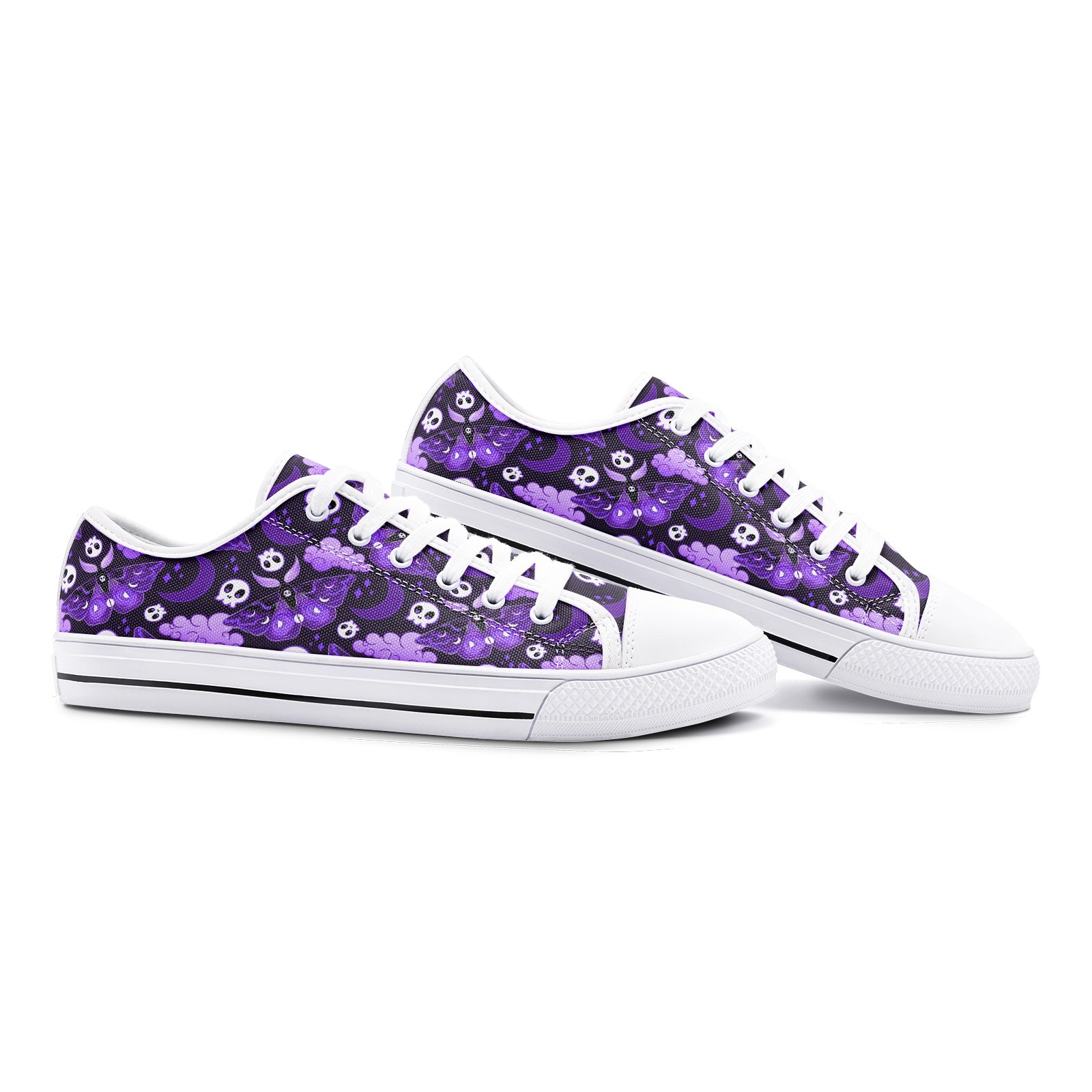 Purple Goth Moth - Unisex Low Top Canvas Shoes