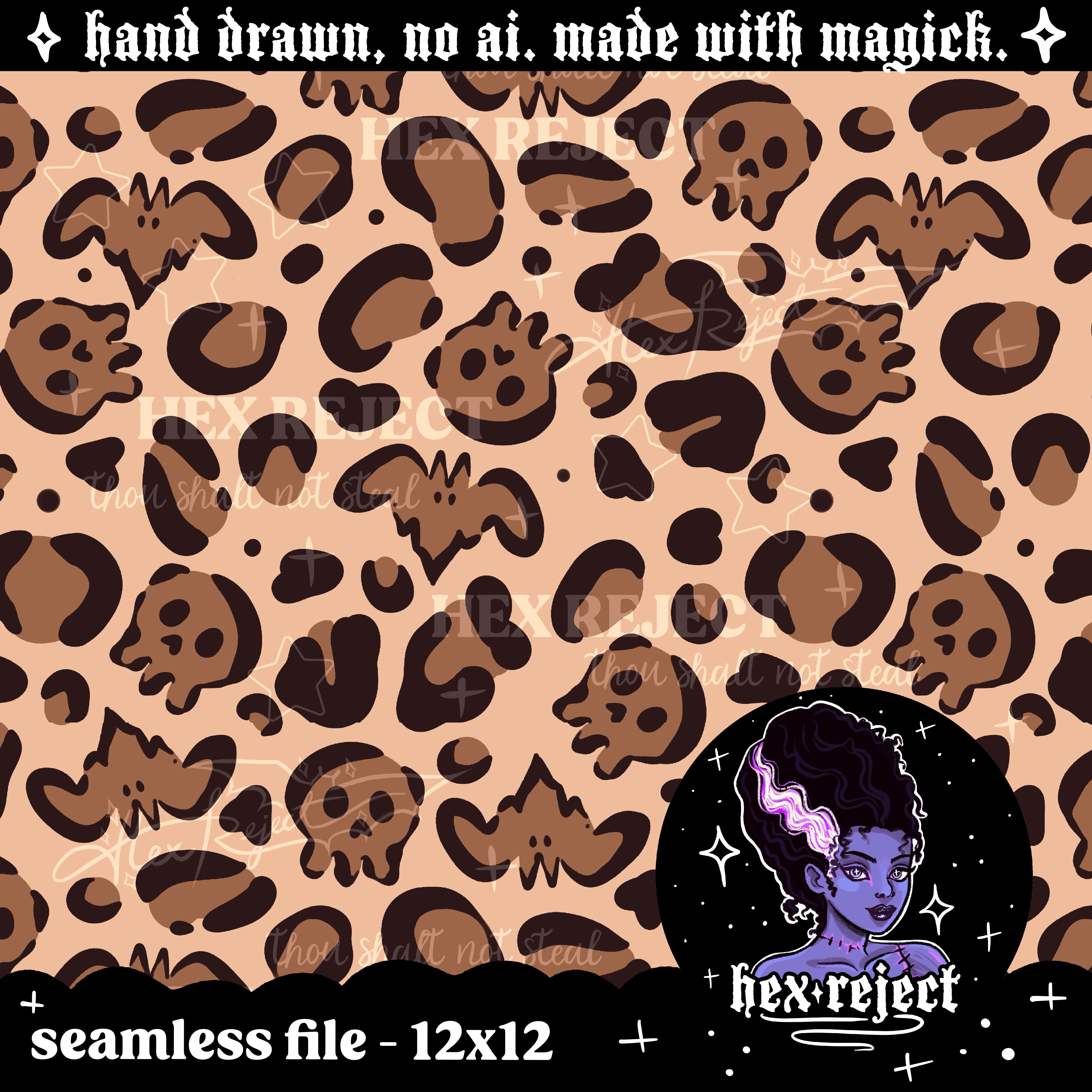 Wild (spooky leopard print) - Seamless & PNG files - Hextober 2025
