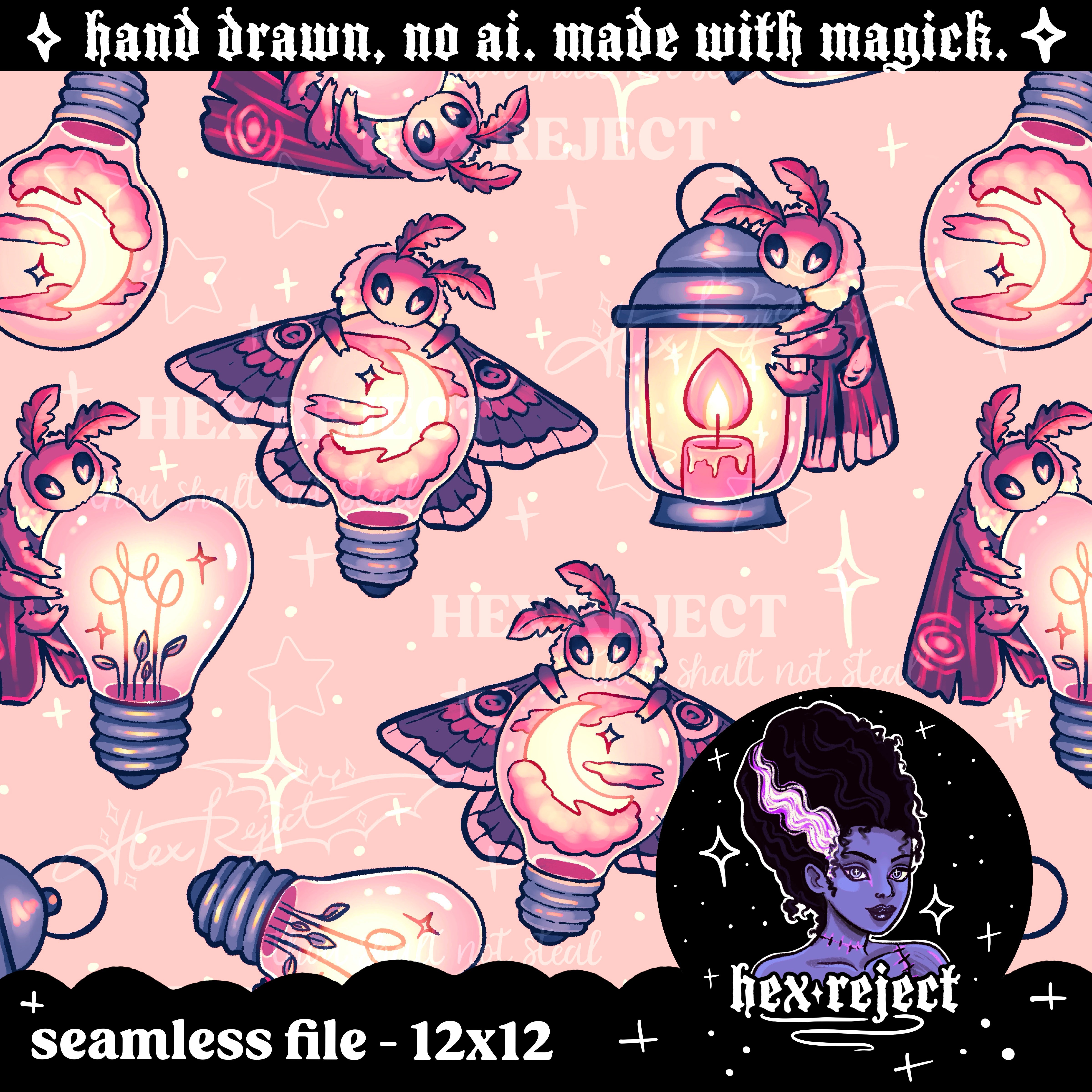 Moths - deLIGHTful - Seamless & PNG files - Hextober 2025