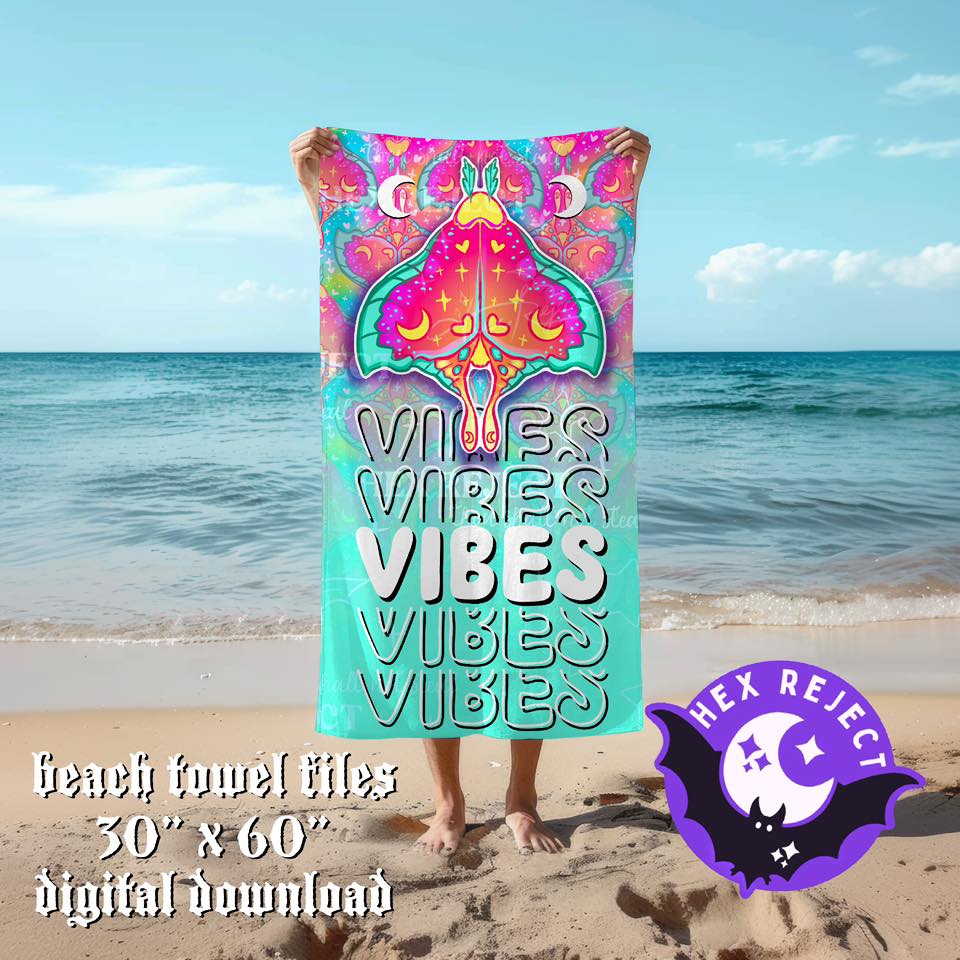 Vibes Moth - Beach Towel File
