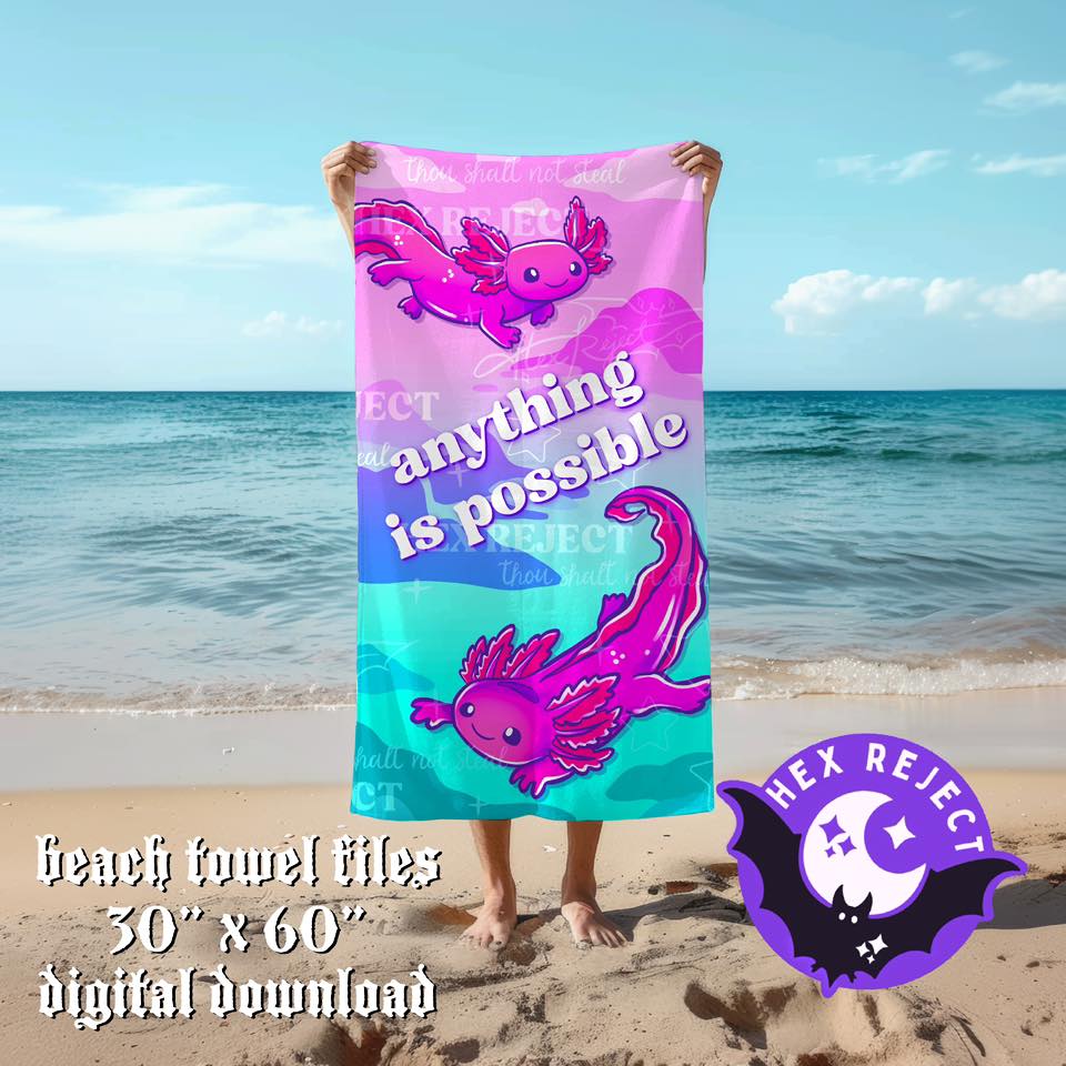 Anything is possible axolotl - Beach Towel File